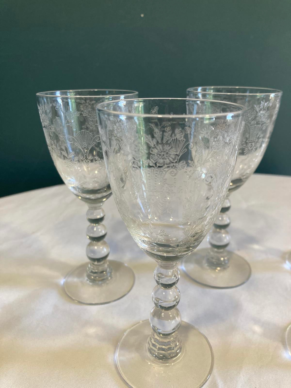 Vintage Duncan Miller First Love Etched Crystal Wine Glasses – Set of 6