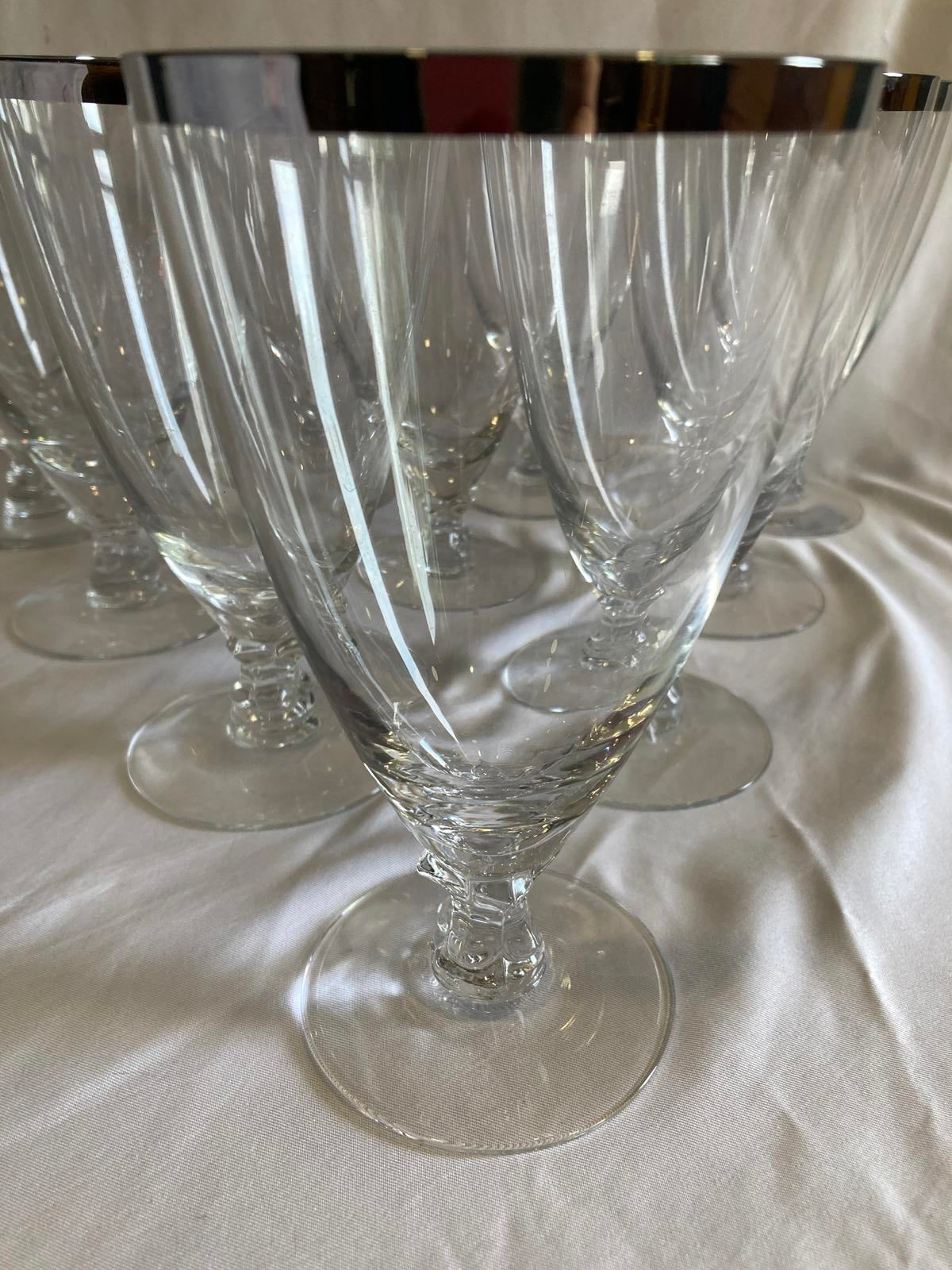 Vintage Fostoria “Wedding Ring” Platinum Rim Glasses – Set of 10