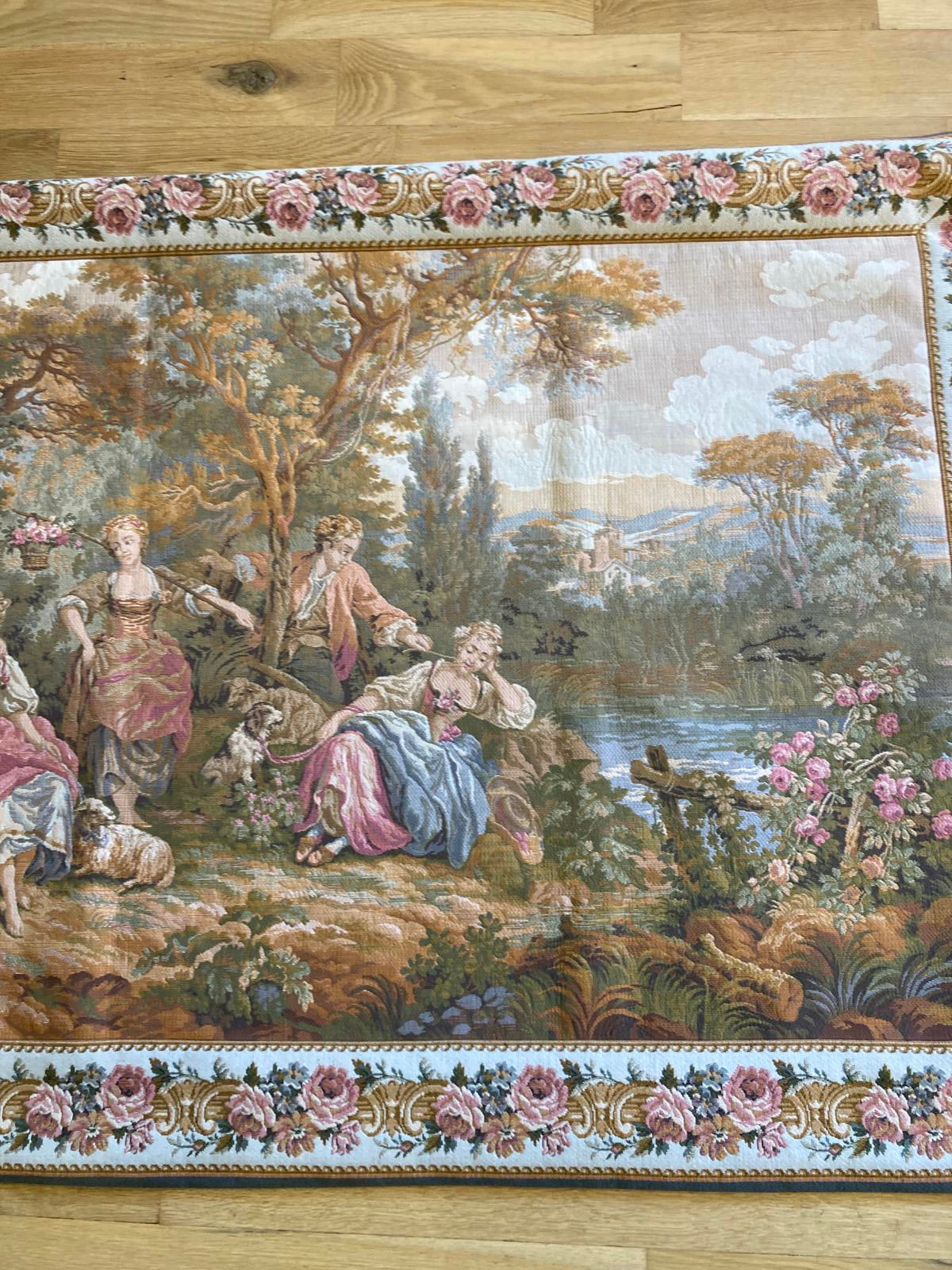 Gobelins French Tapestry Wall Hanging – Pastoral Scene Vintage Finds 67"