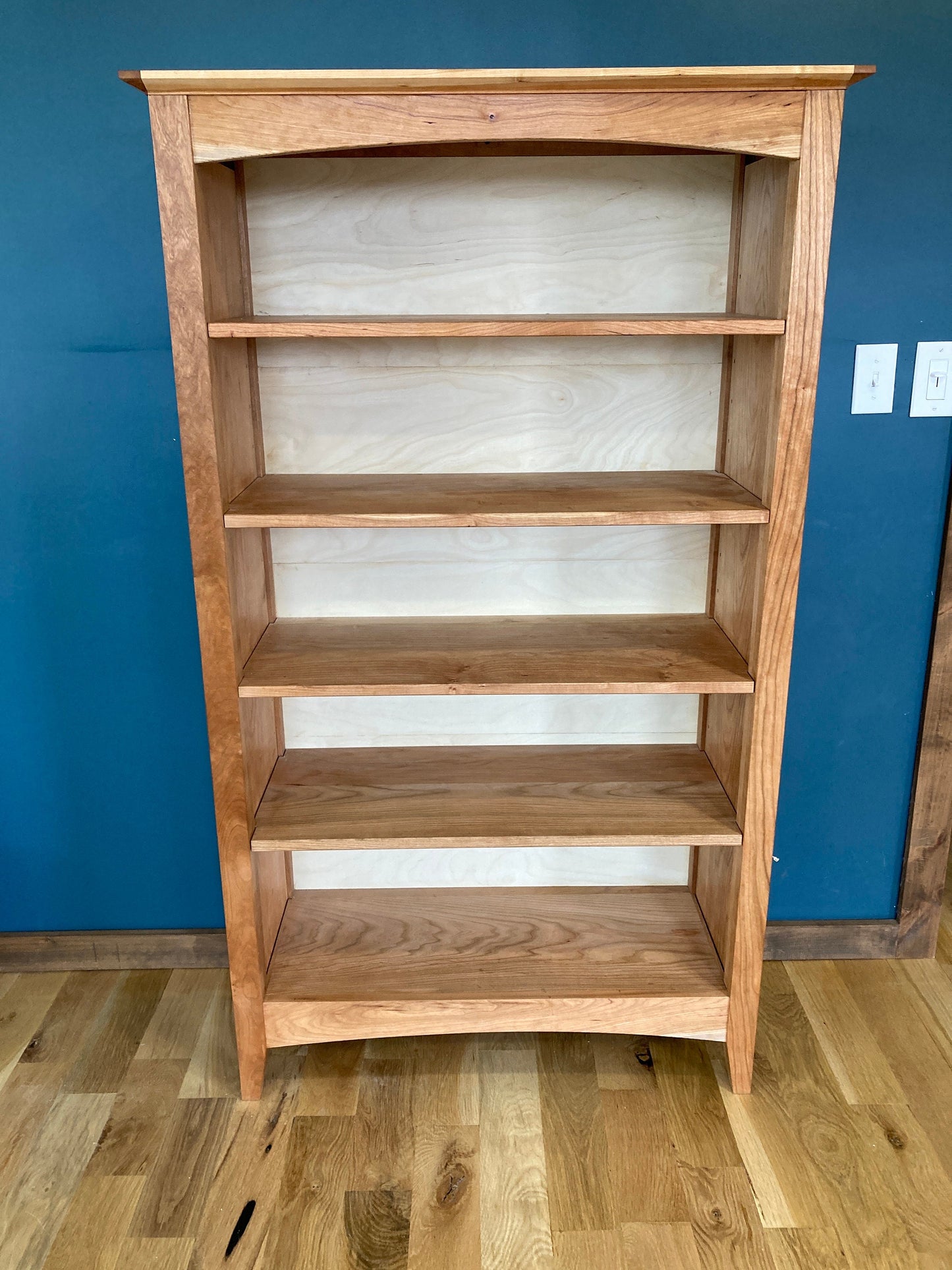 New Handmade Solid Cherry Wood Shaker Style 5-shelf Bookcase