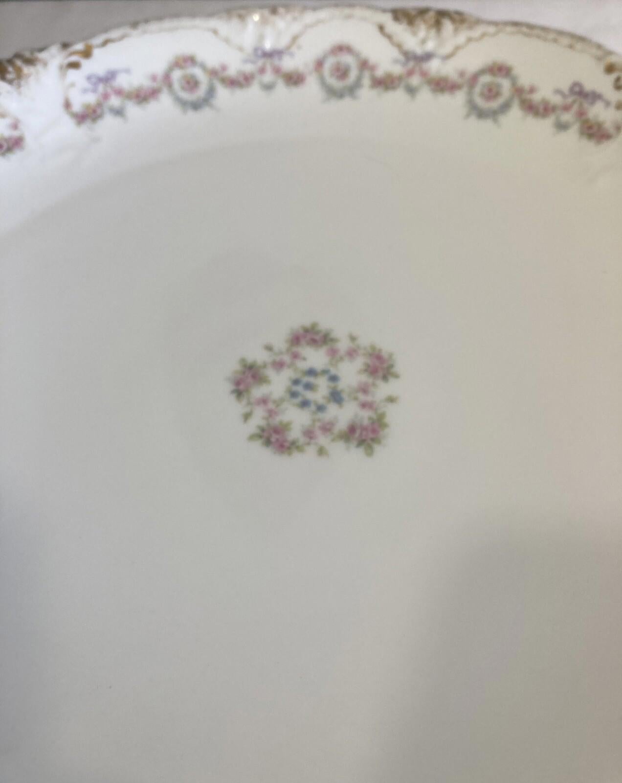 Theodore Haviland Limoges France Platter – Pink Roses & Gold Trim, 13"x12.5"
