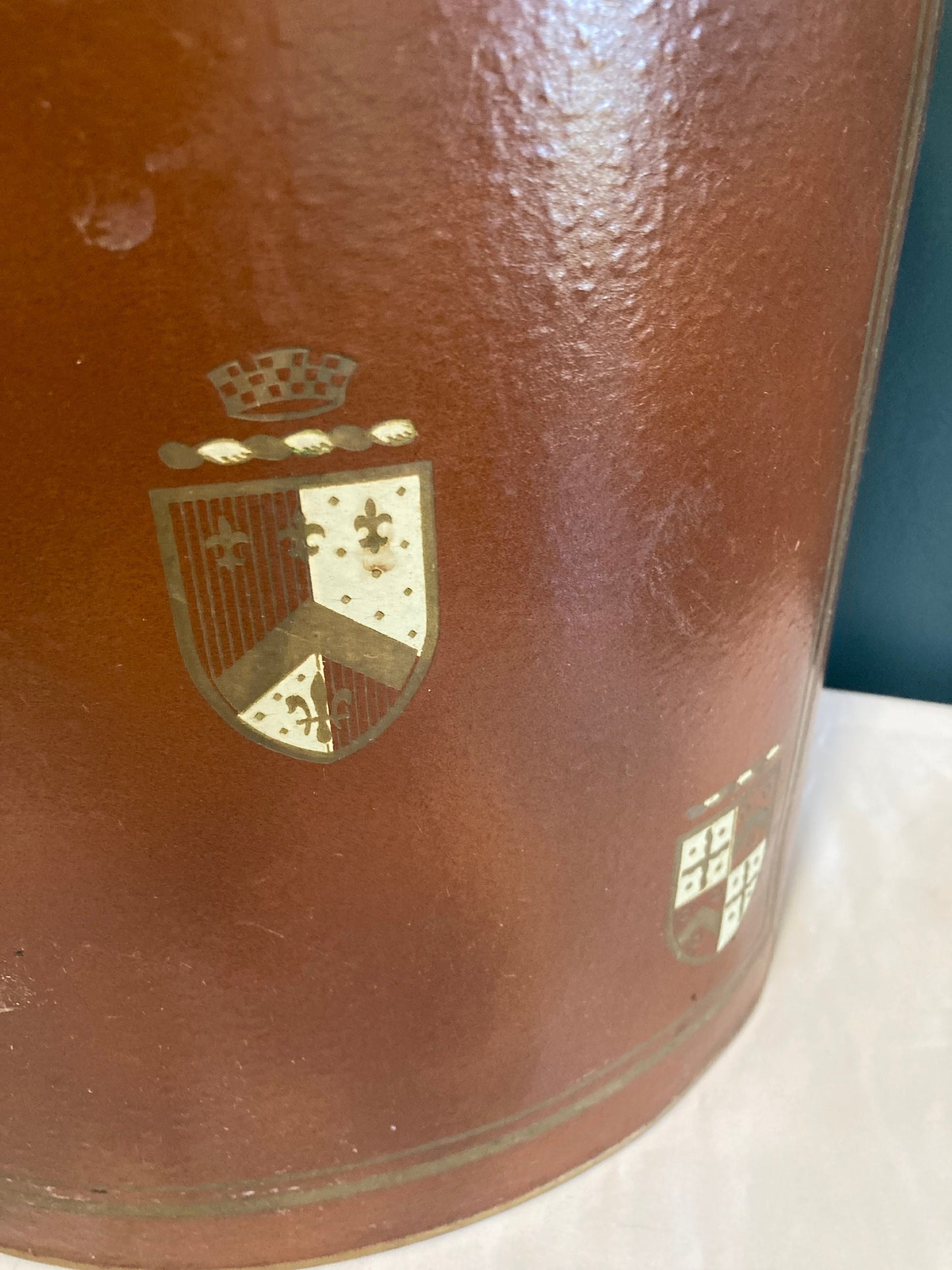 Vintage Metal Durand Chicago Shield Trashcan