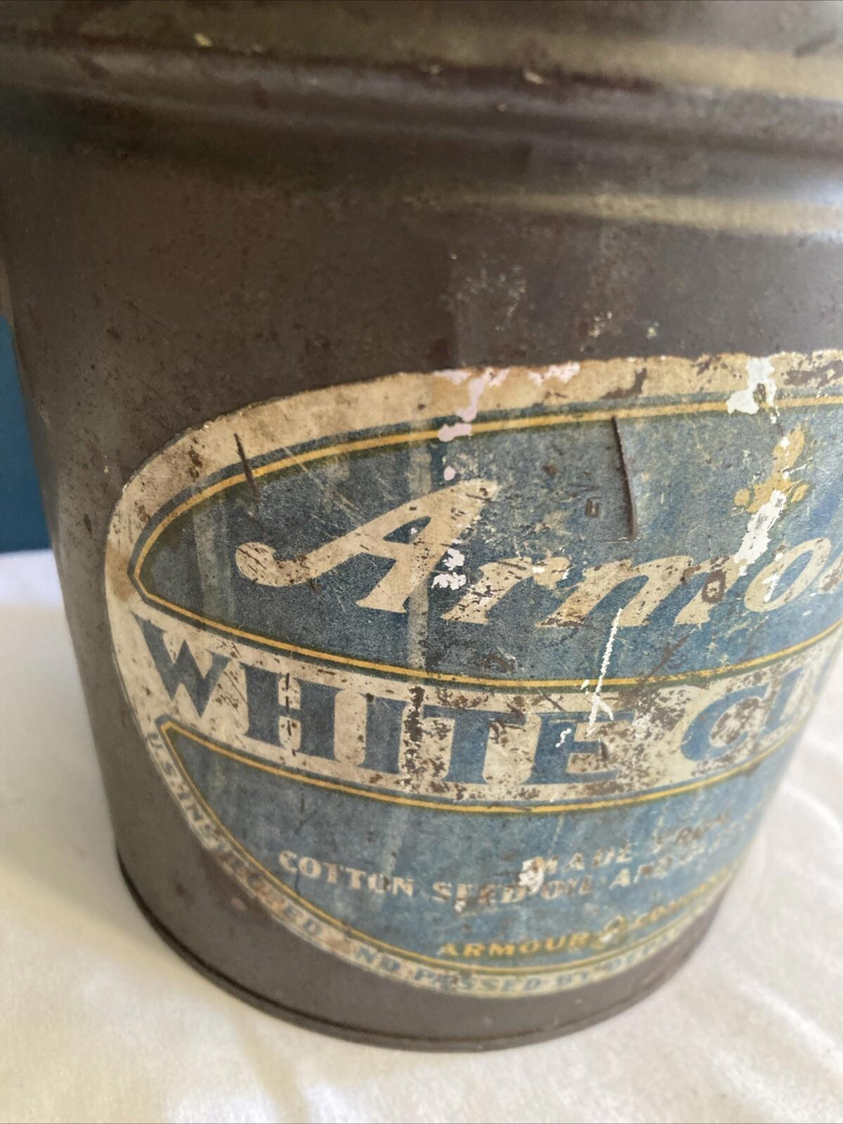 Vintage Armour's White Cloud Shortening Can – 4 Lb Metal Bucket