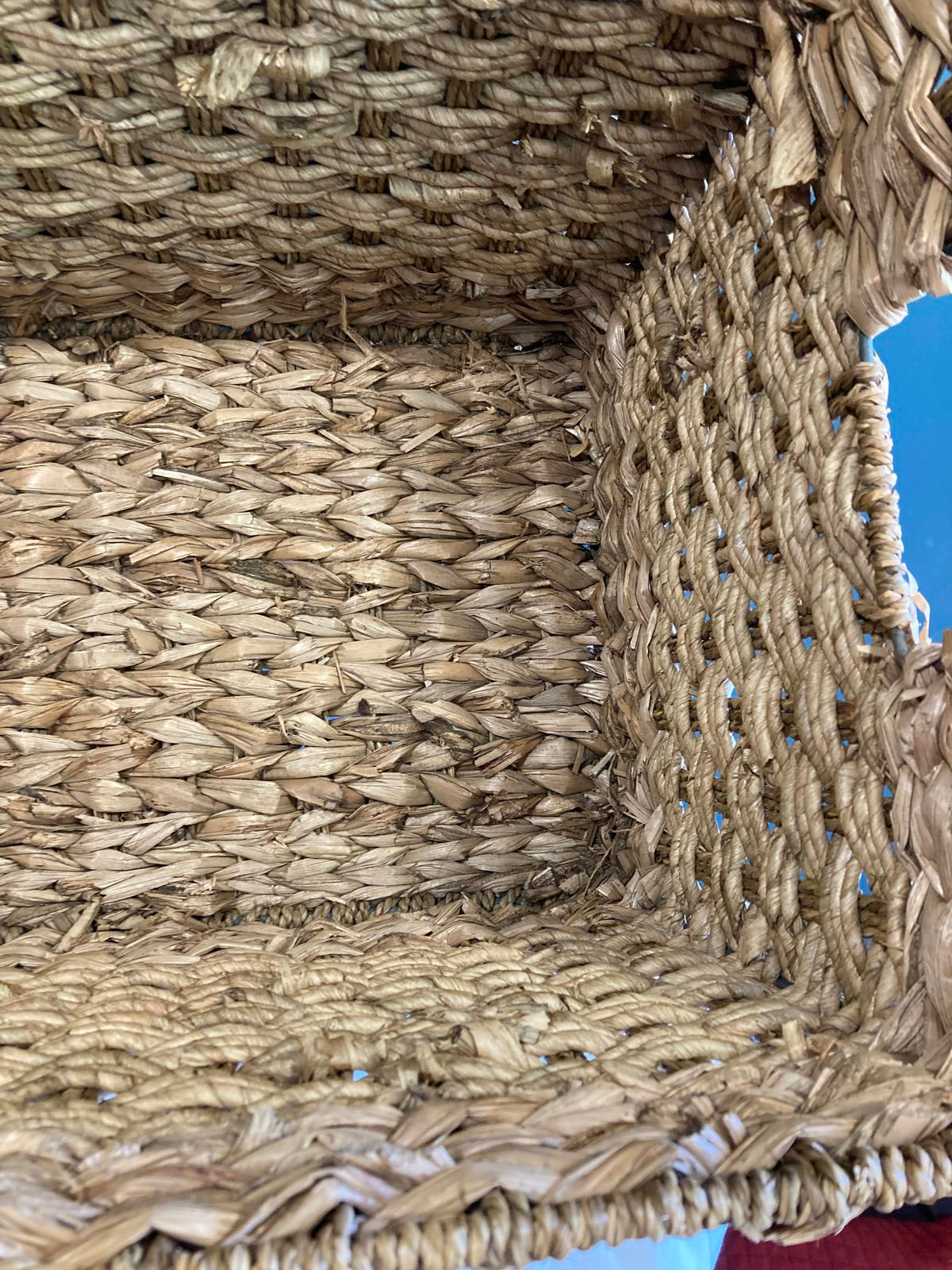 Woven Seagrass Storage Basket with Lid and Loop Closure