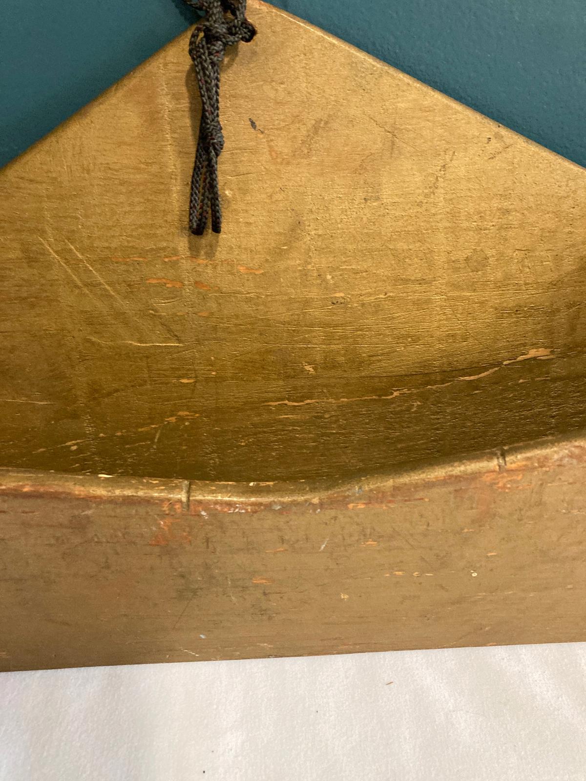 Vintage Gold Painted Solid Wood Wall Pocket