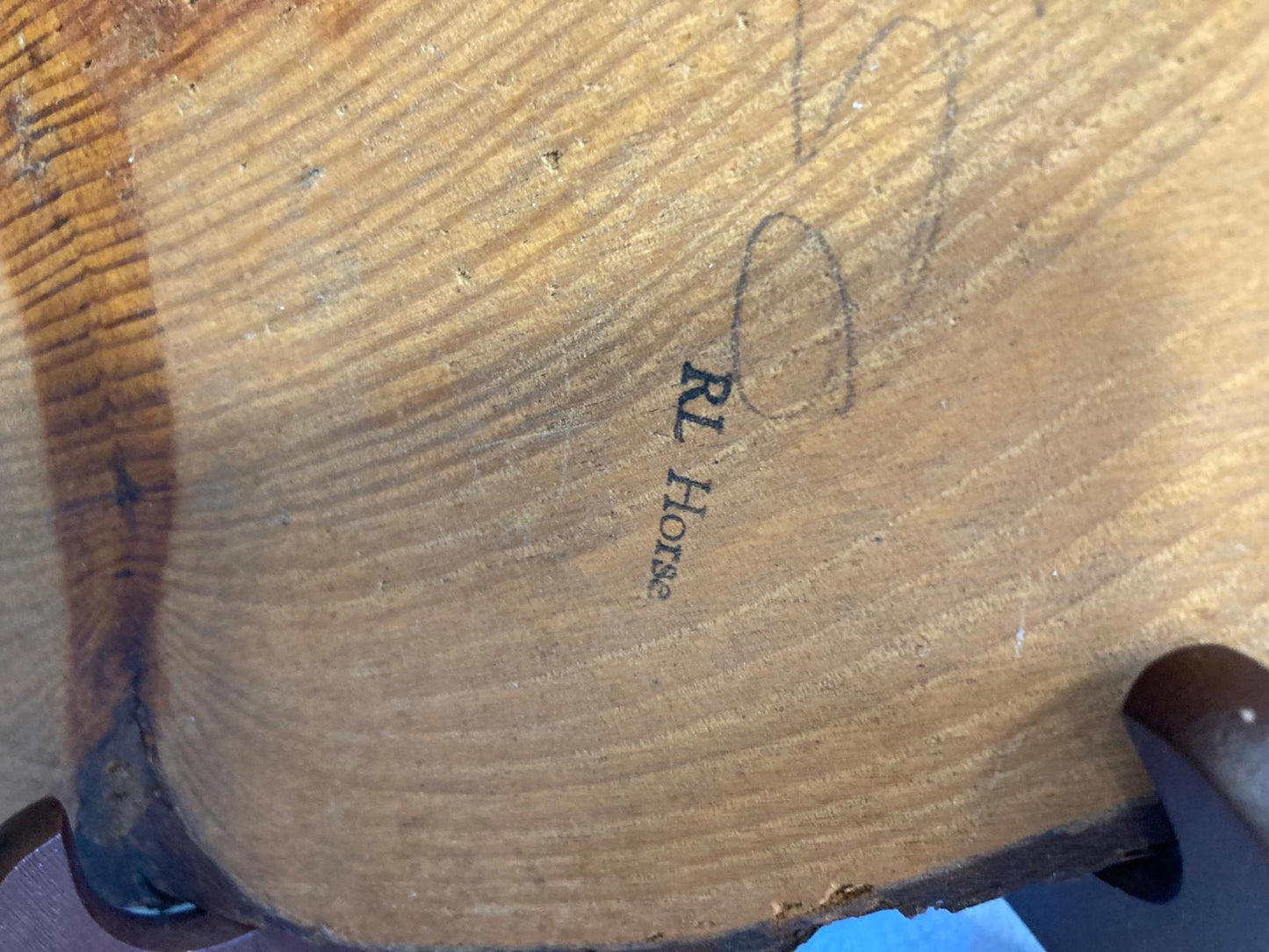 Vintage Horse Art on Live Edge Wood