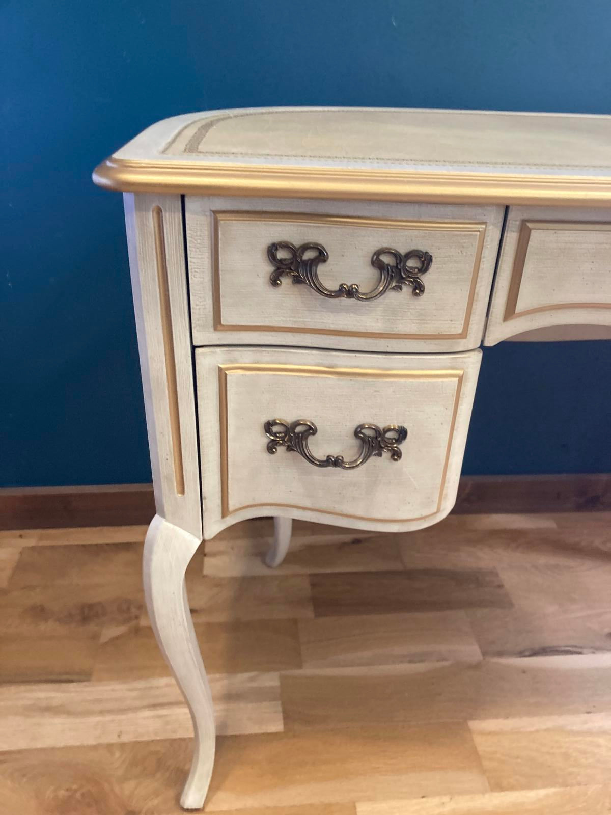 Sligh Furniture French Provincial Desk & Cane Back Chair – Vanity Writing Table