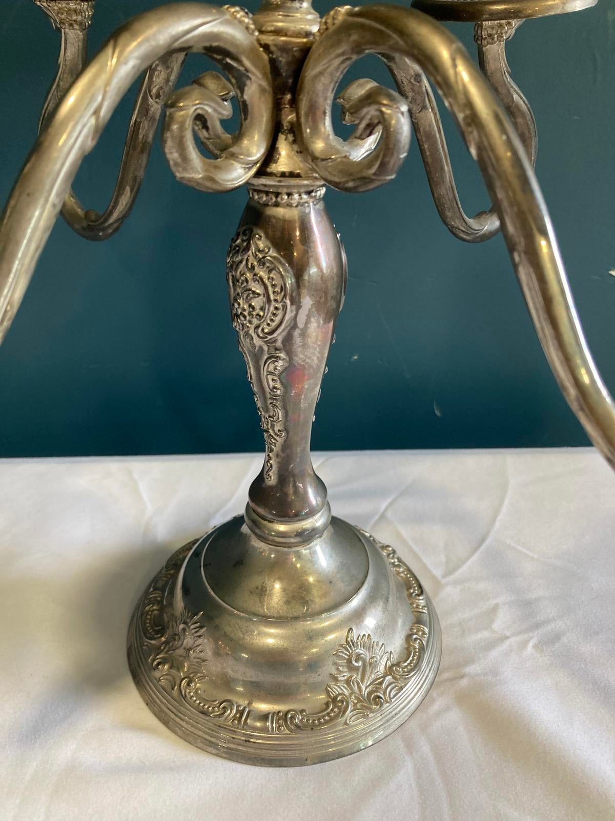 Vintage Ornate Godinger GSA Silverplate 5-Arm Candelabra