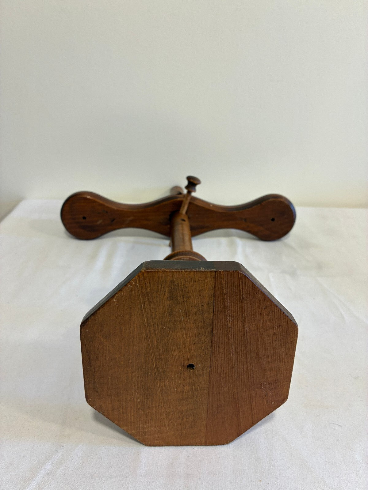 Vintage Wooden Adjustable Height Double Candlestick Holder | Rustic Turned Wood