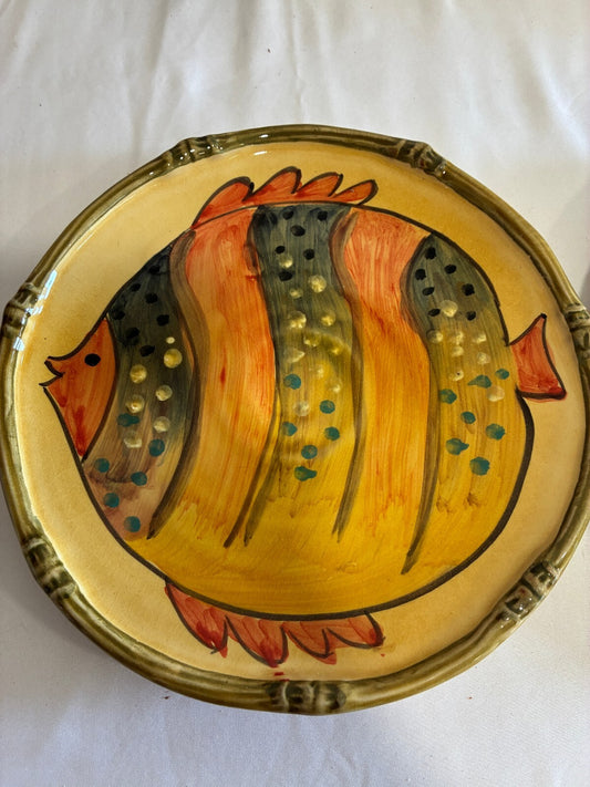 Vintage Italica Ars Italy Fish Plates Set Hand Painted Ceramic Tropical Fish