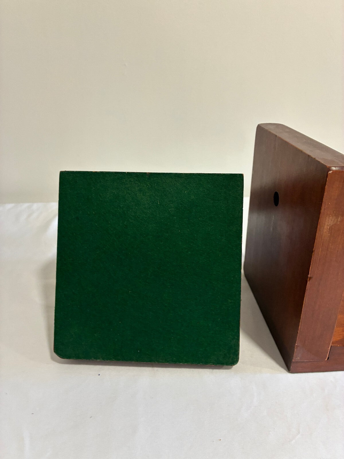 Vintage Wood Bookends with Brass Ring Pulls | Mid-Century Bookends, Set of 2