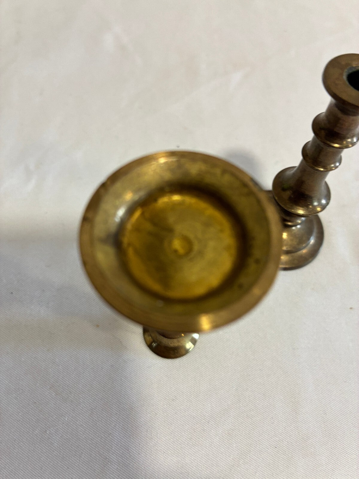 Vintage Pair of Small Brass Candlesticks, Mini Brass Candle Holders