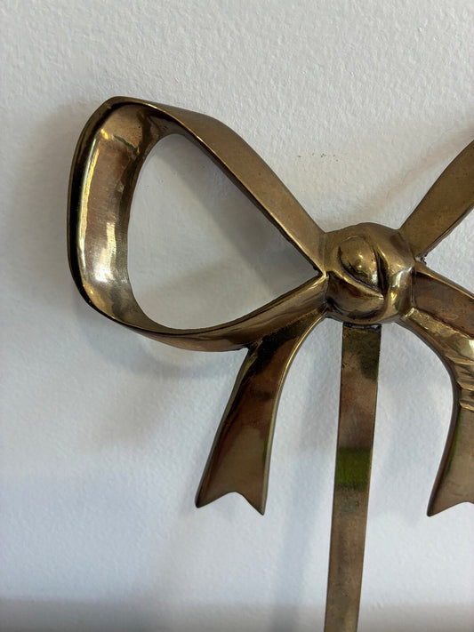 Vintage Solid Brass Bow Wall Hook | Ribbon Bow Hook Decor