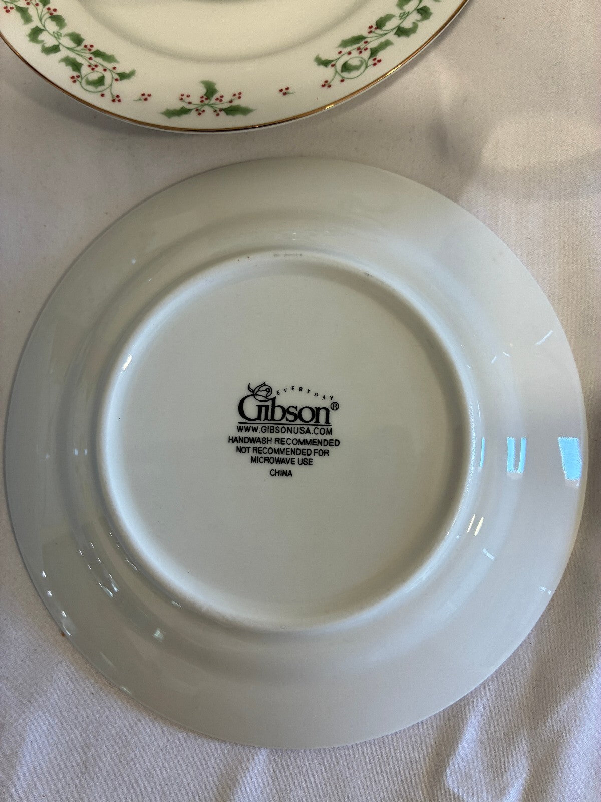 Vintage Gibson Everyday Christmas Holly Cup and Saucer Set of 6, Holiday China