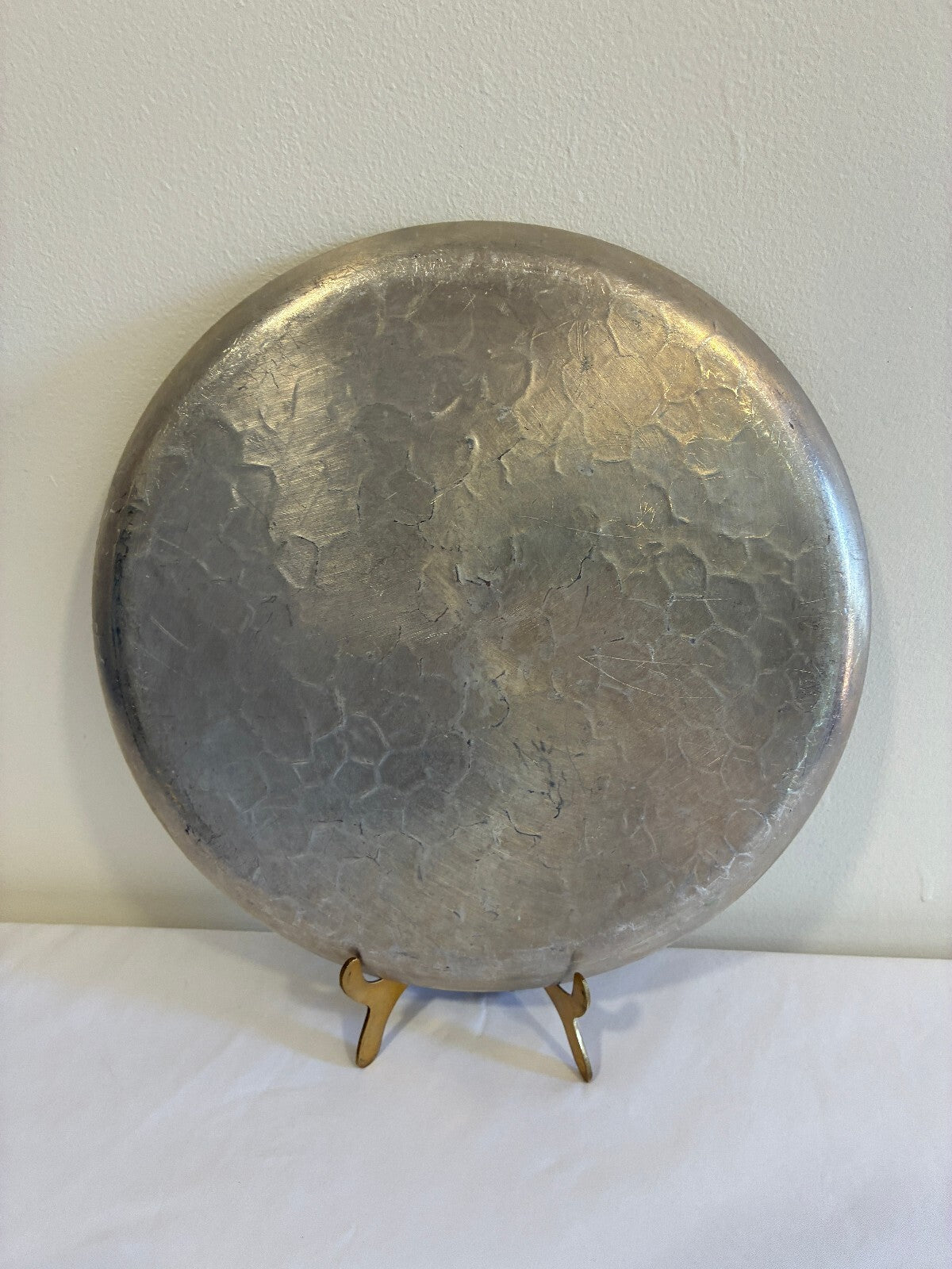 Vintage Hammered Aluminum Serving Tray | Hand Chased Dogwood Flower Design