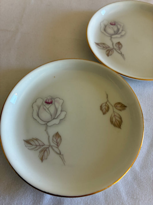 Set of 4 Haviland Sweetheart Rose Butter or Jelly Dishes Gold Trim
