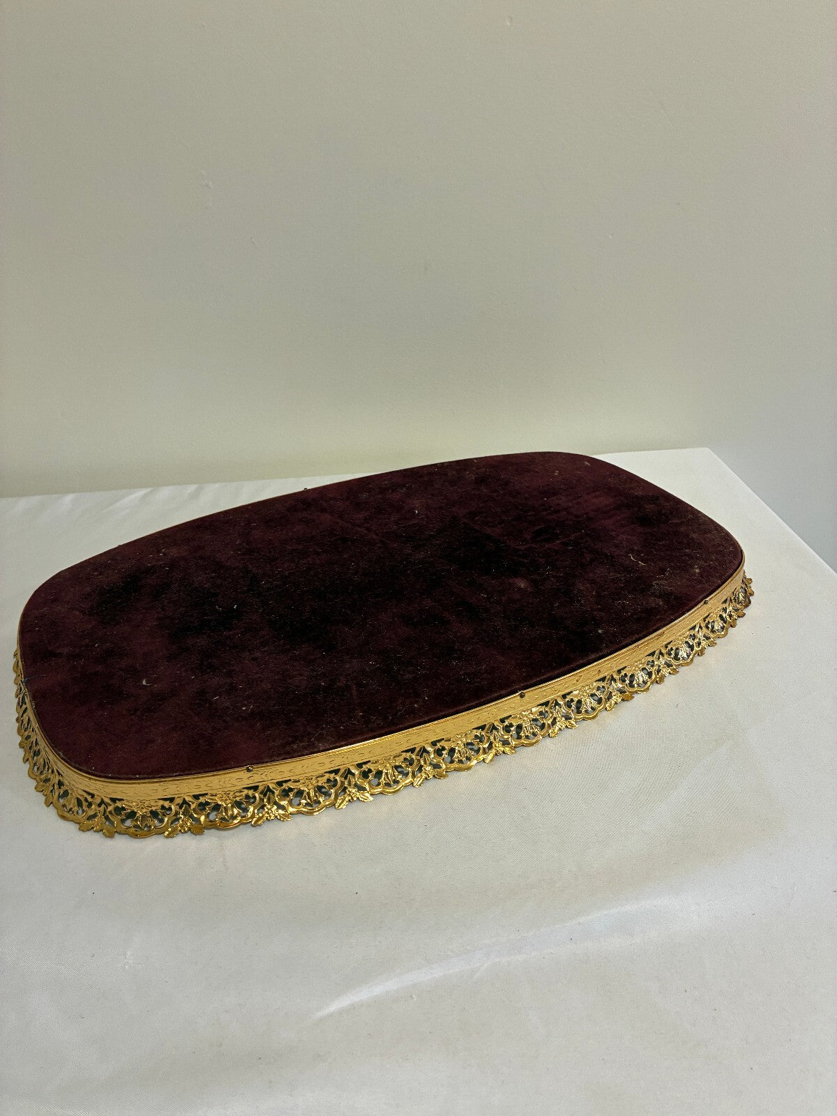 Vintage Matson 24K Gold Plated Mirror Vanity Tray, Filigree Hollywood Regency