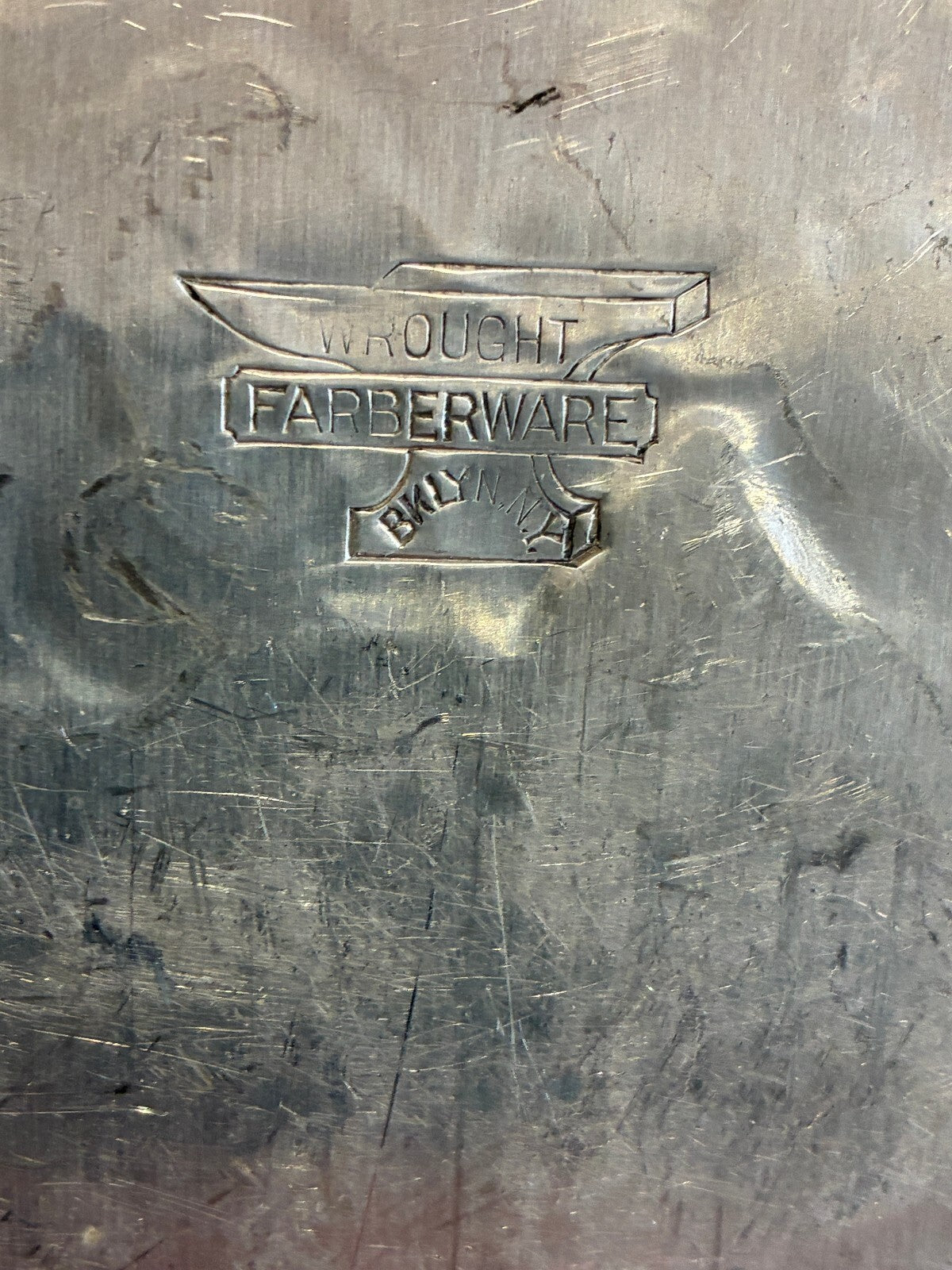 Vintage Farberware Wrought Aluminum Tray | Etched Flower Hammered Serving Dish