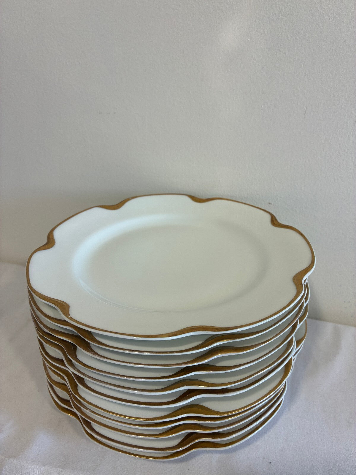 Antique Haviland & Co Limoges Gold Rim 7.5" Plates Set of 11 French Porcelain