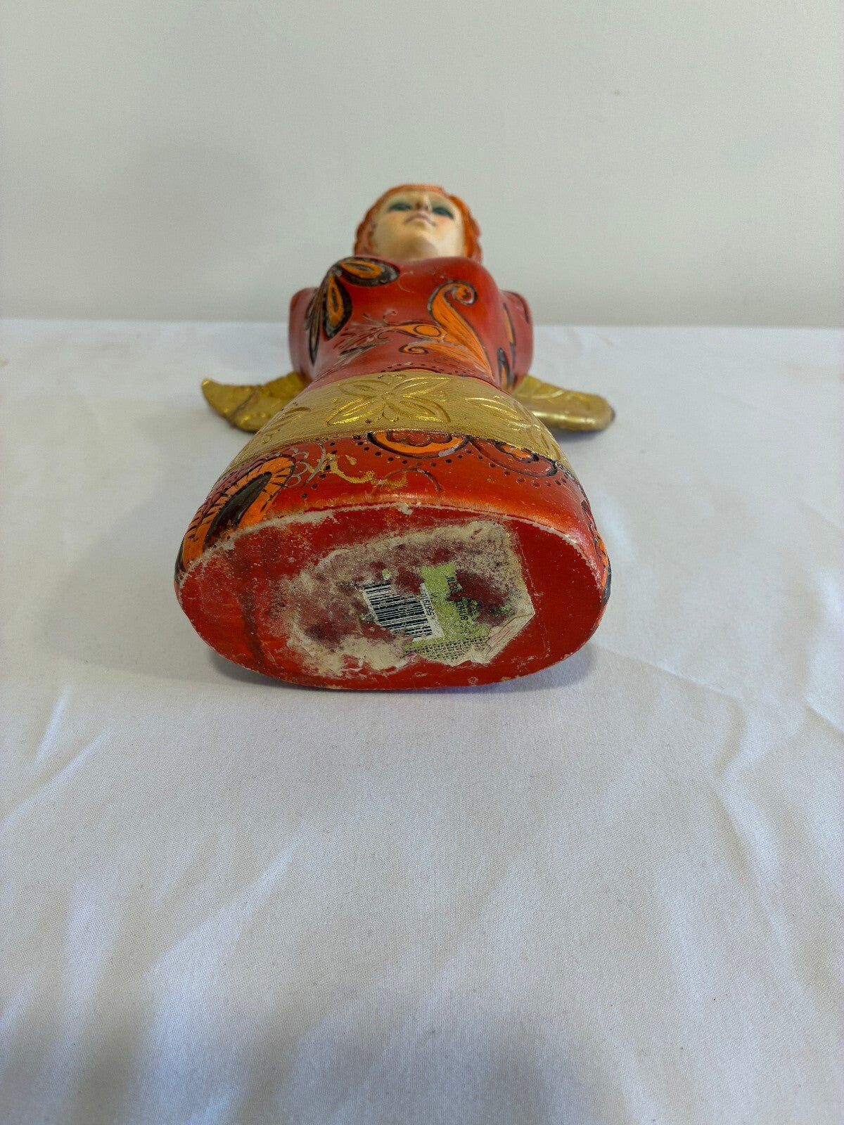 Vintage Angel Figurine Bust with Crown Wings Folk Art Style
