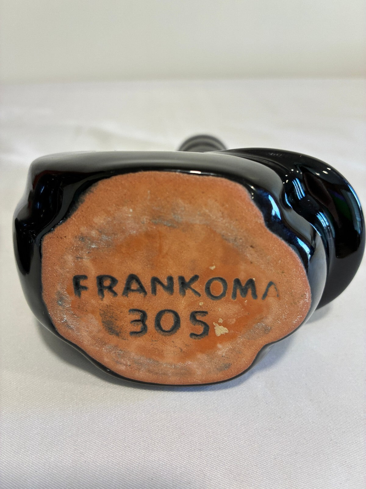Vintage Frankoma Black Ceramic Vase Pair Modern Loop Design