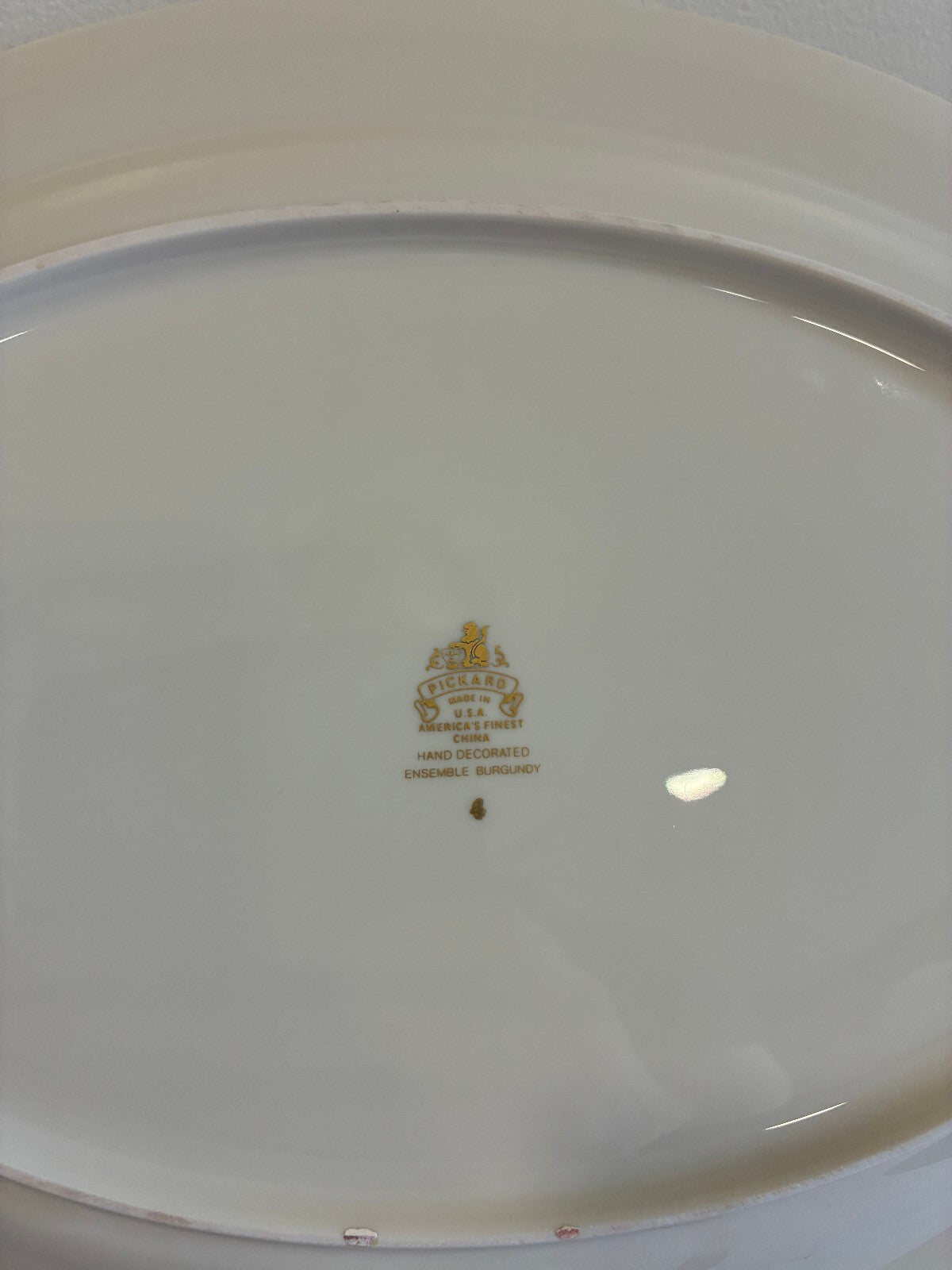 Vintage Pickard Ensemble Burgundy Oval Serving Platter, Made in USA