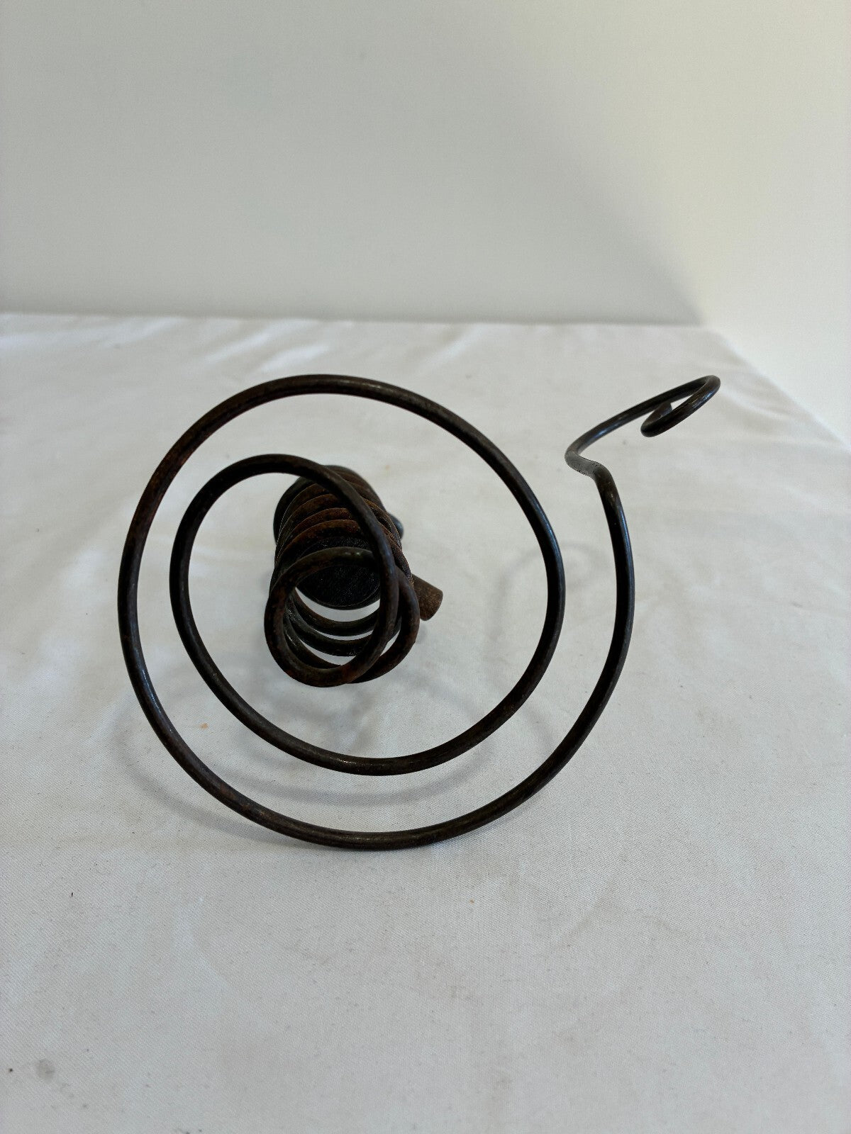 Vintage Spiral Courting Candle Holder, Iron and Wood Adjustable Candlestick