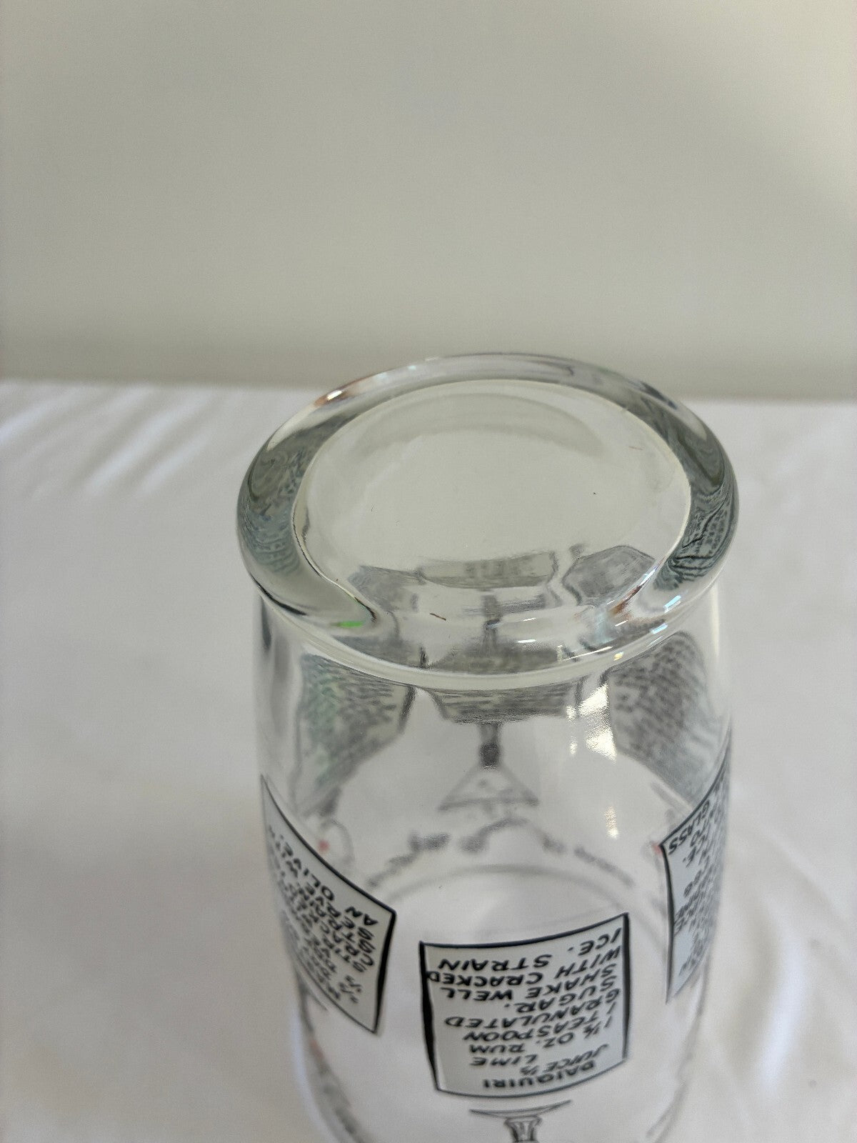 Vintage Glass Cocktail Shaker with Printed Drink Recipes