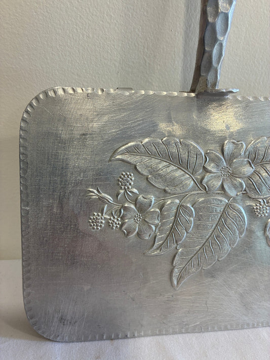 Vintage Everlast Hammered Aluminum Crumb Tray, Dogwood Floral Silent Butler