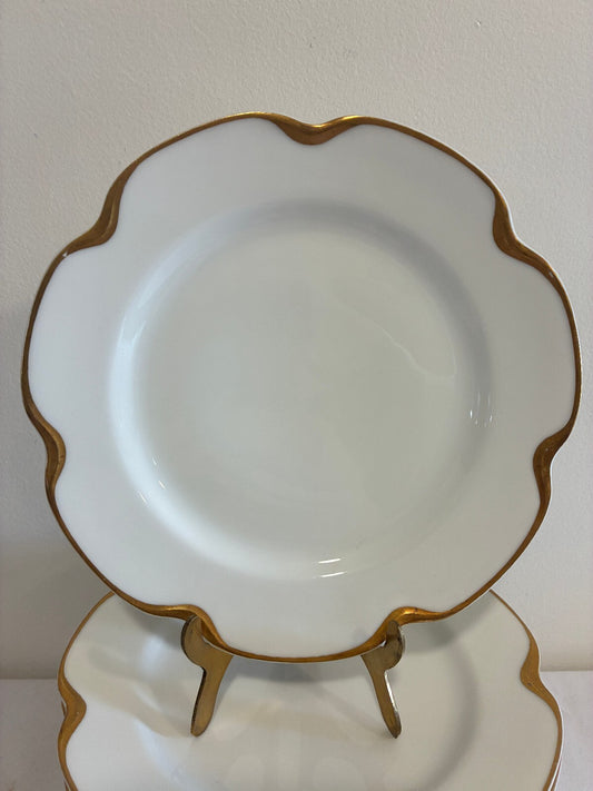 Antique Haviland & Co Limoges Gold Rim 7.5" Plates Set of 11 French Porcelain
