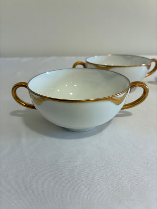 Antique Haviland Limoges Double Handle Bouillon Cups, Set of 4 | France