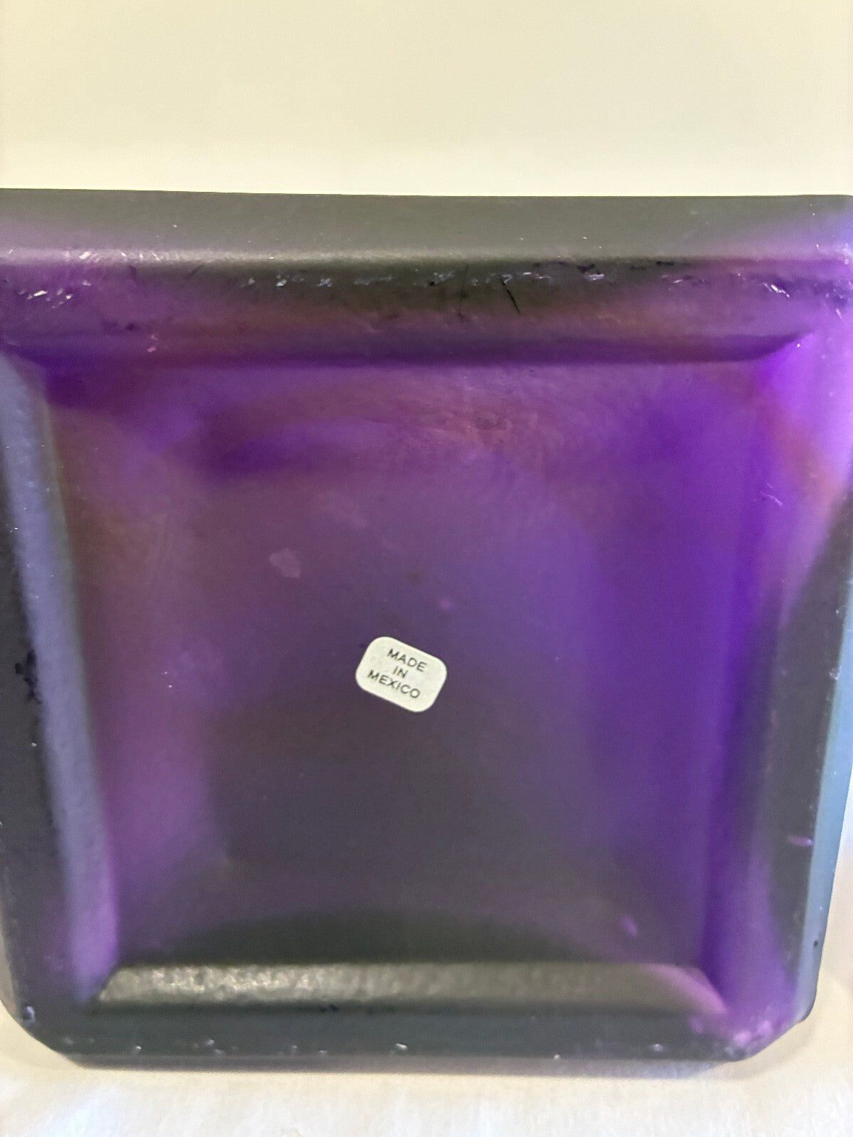 Vintage Amethyst Glass Pyramid Shaped Decanter With Stopper