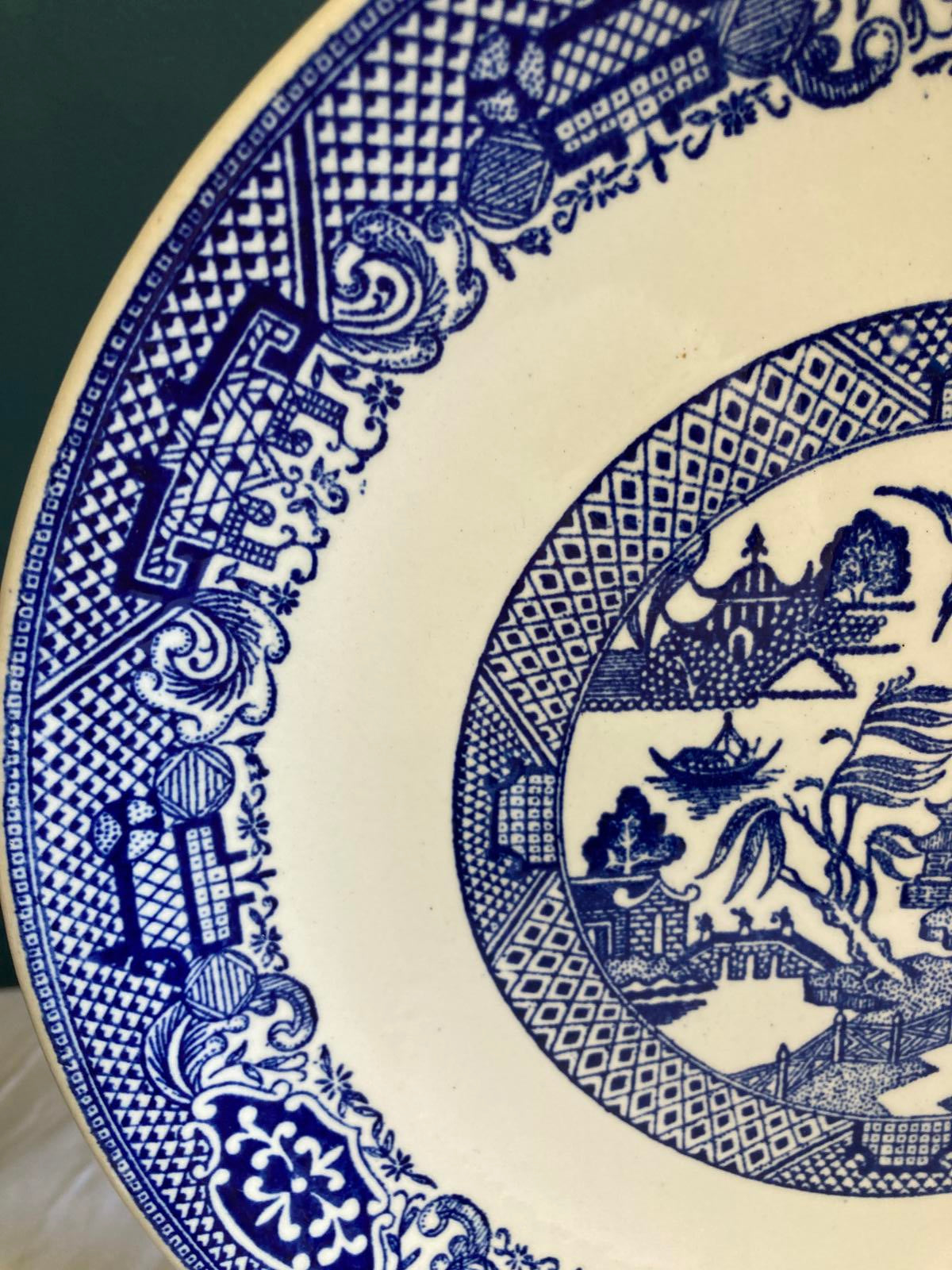 Vintage Blue Willow Ware Style Transferware Plate