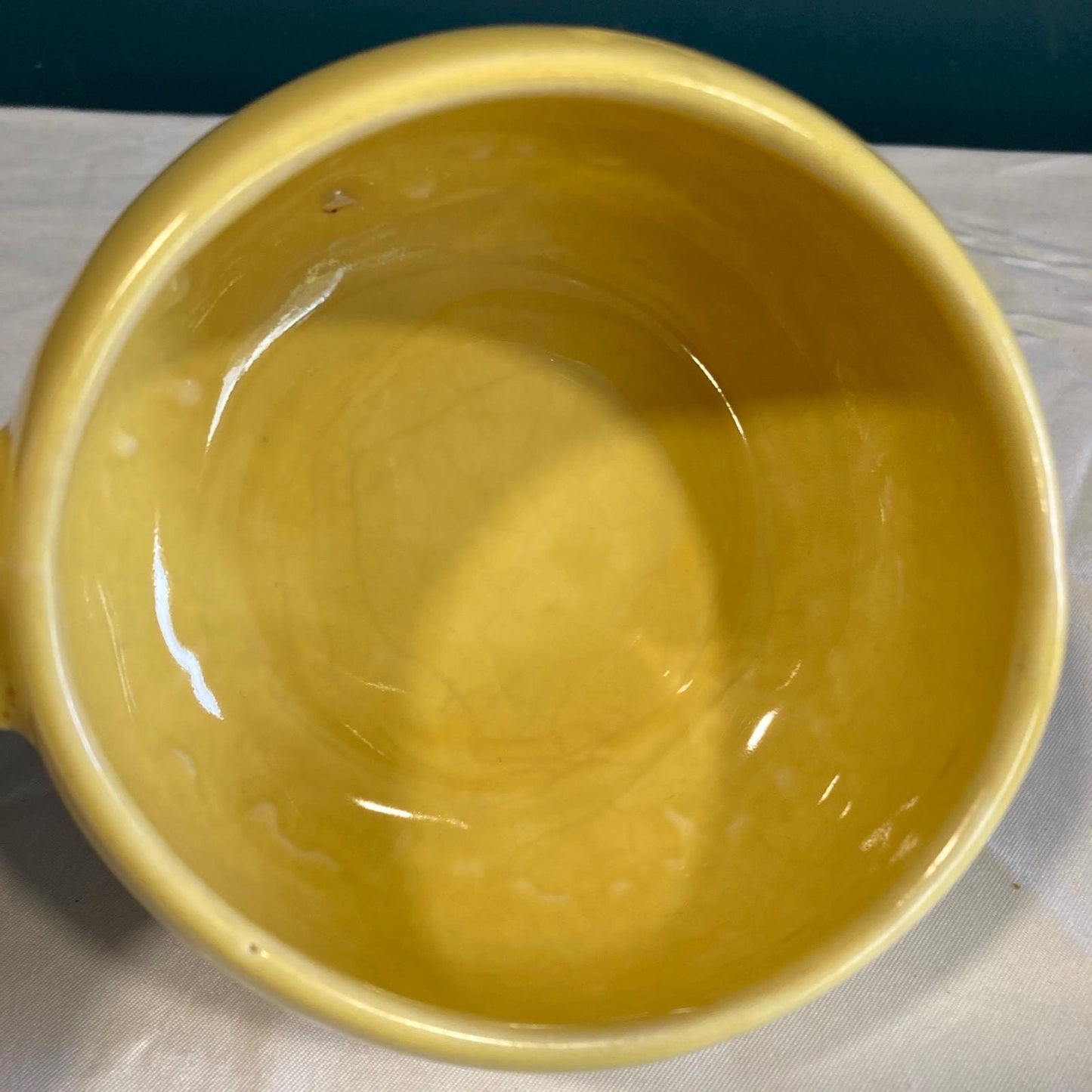 Vintage McCoy Pottery Yellow Bowl with Handle