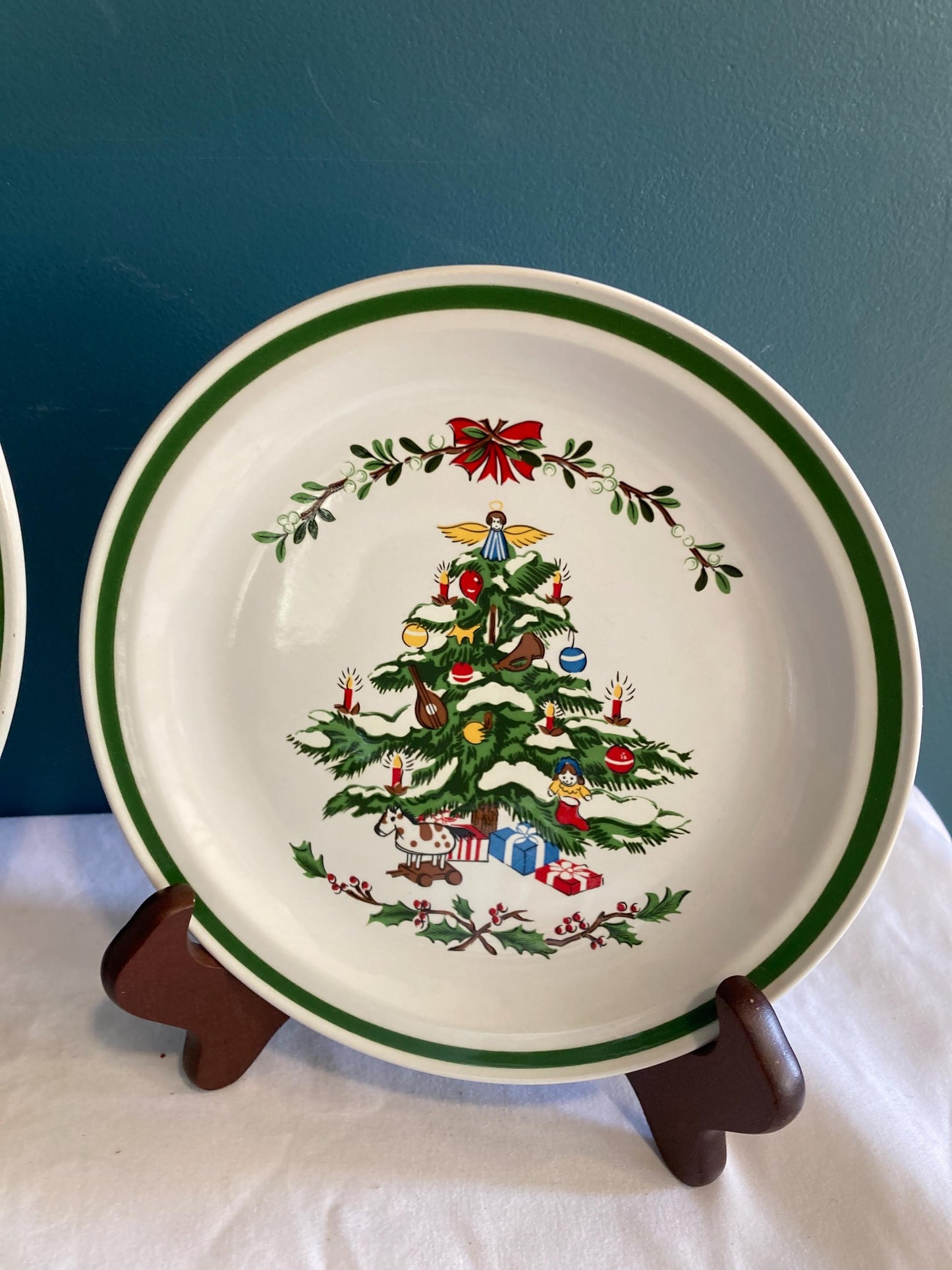 Vintage Montgomery Ward Christmas Tree Dish Holiday Table Ware. Choose From Cup, Saucer, Dessert Plate, Dinner Plate, Bowl, Replacement