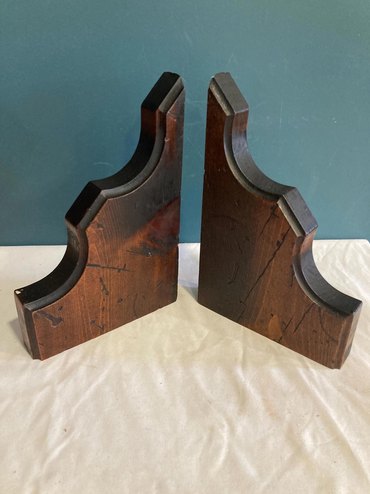 Vintage Rustic Wood Shelf Brackets, Set of 2 Architectural Salvage