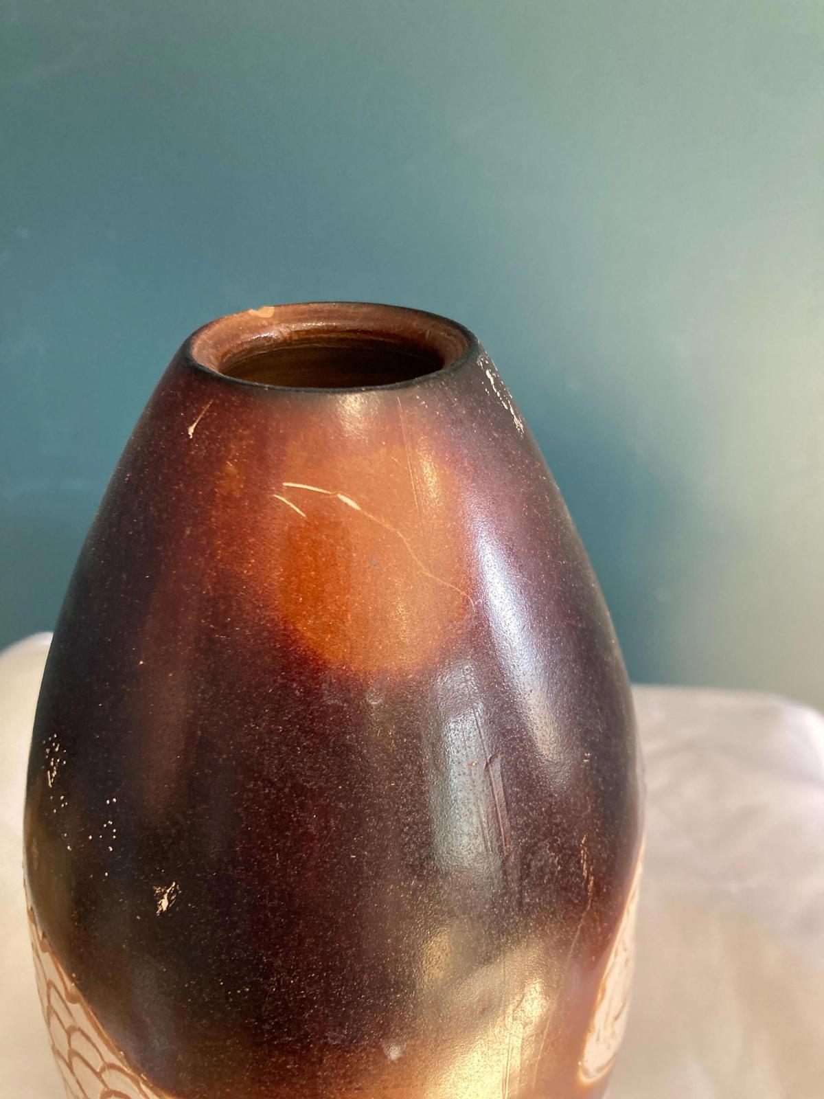 Vintage Hand Carved Solid Wood Iguana Vase