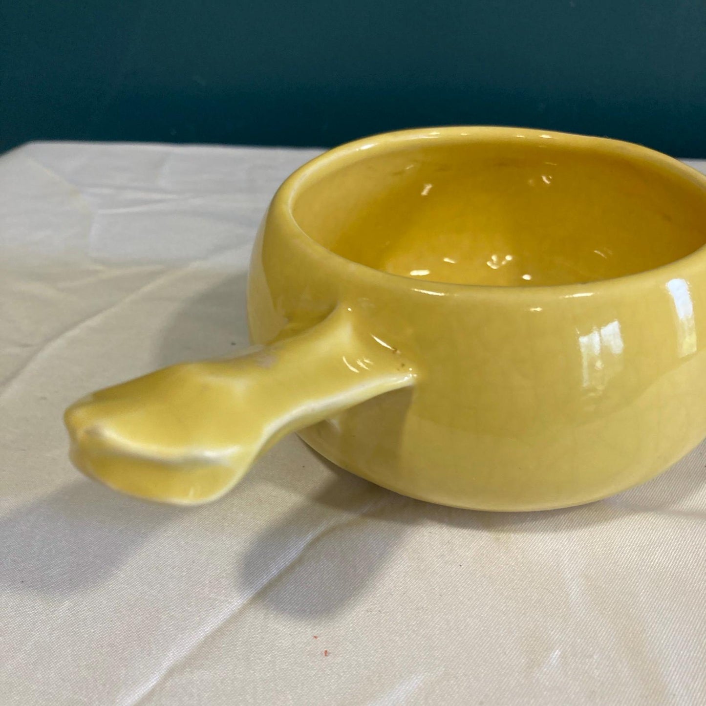 Vintage McCoy Pottery Yellow Bowl with Handle