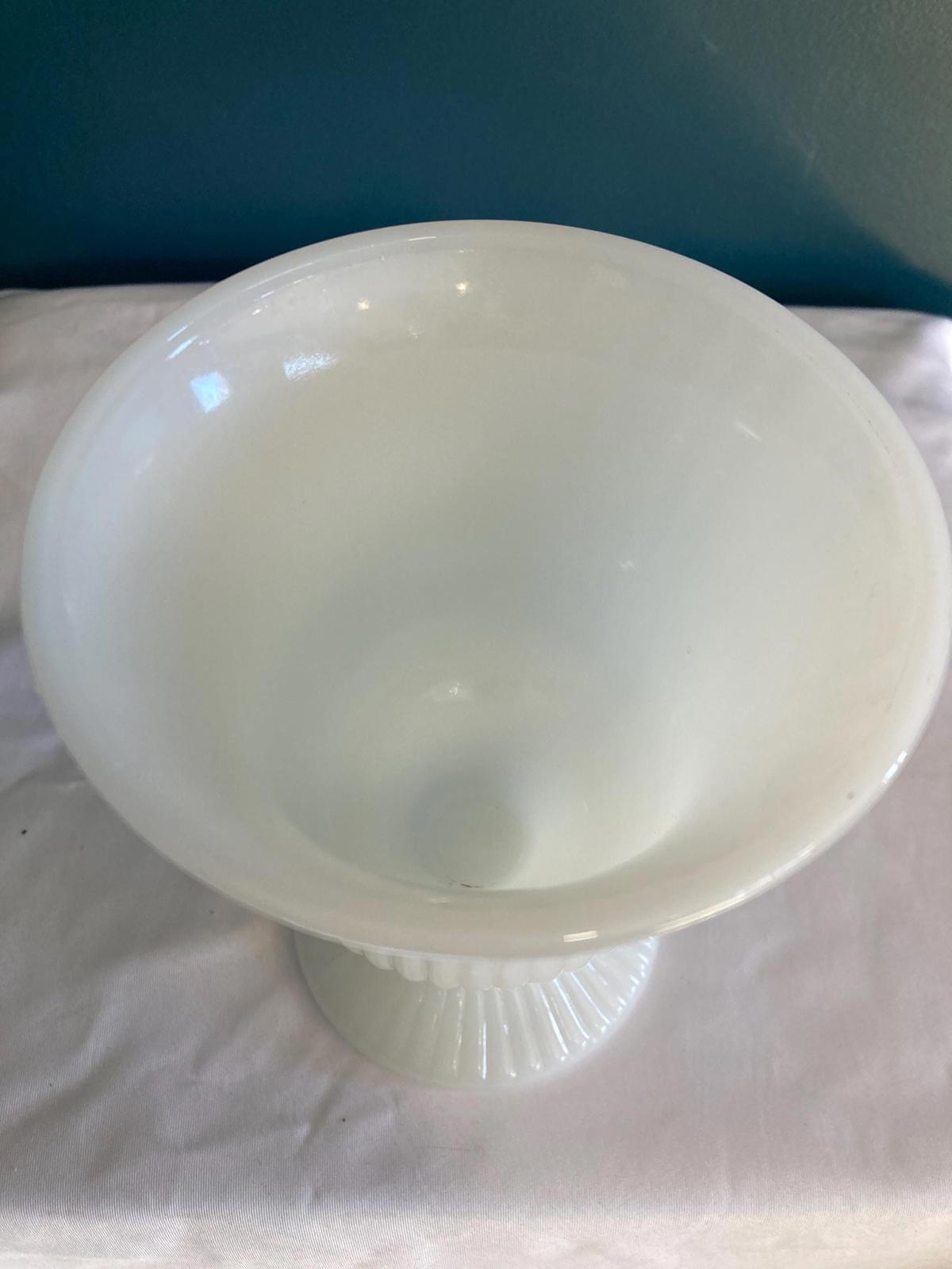 Vintage E.O. Brody Fluted Milk Glass Vase made in USA
