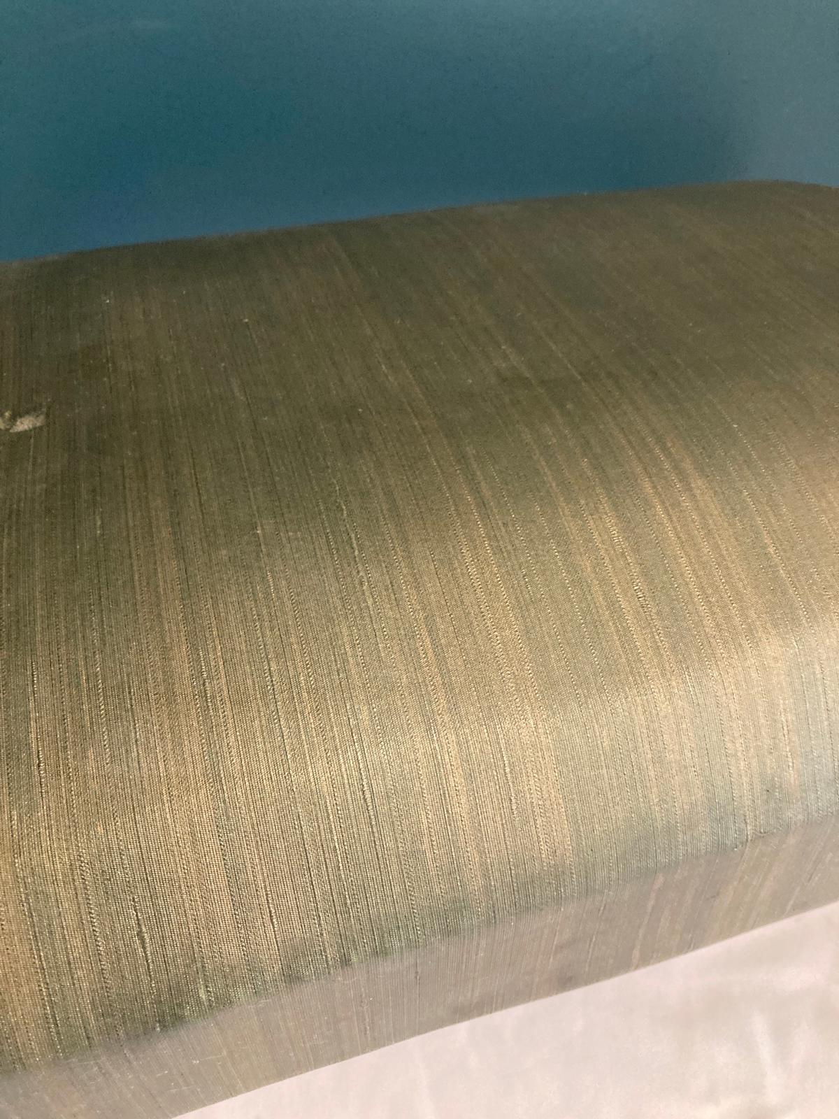 Antique Footstool with Dark Green Silk Upholstery – Vintage Finds