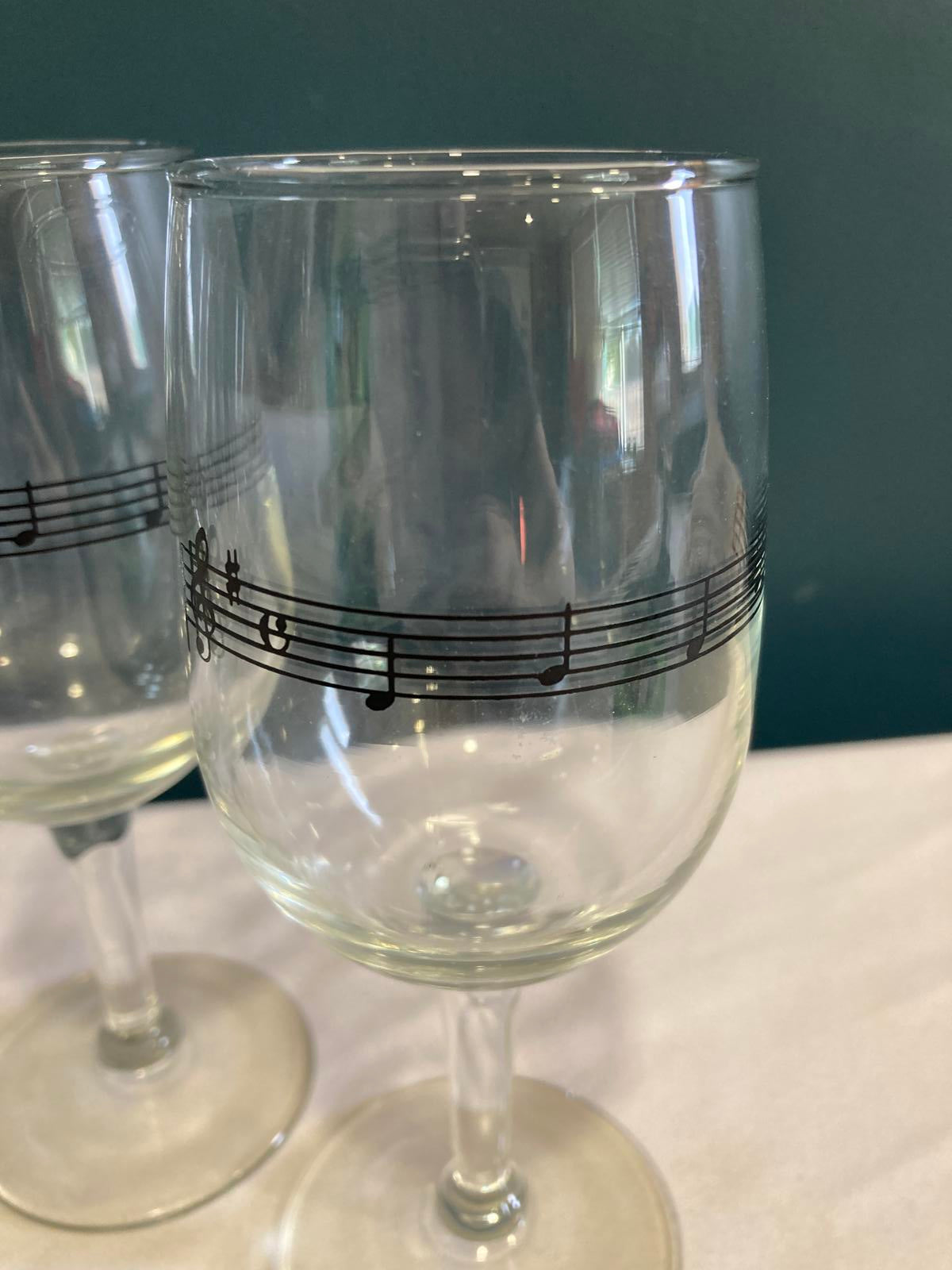 Vintage Musical Note Wine Glasses
