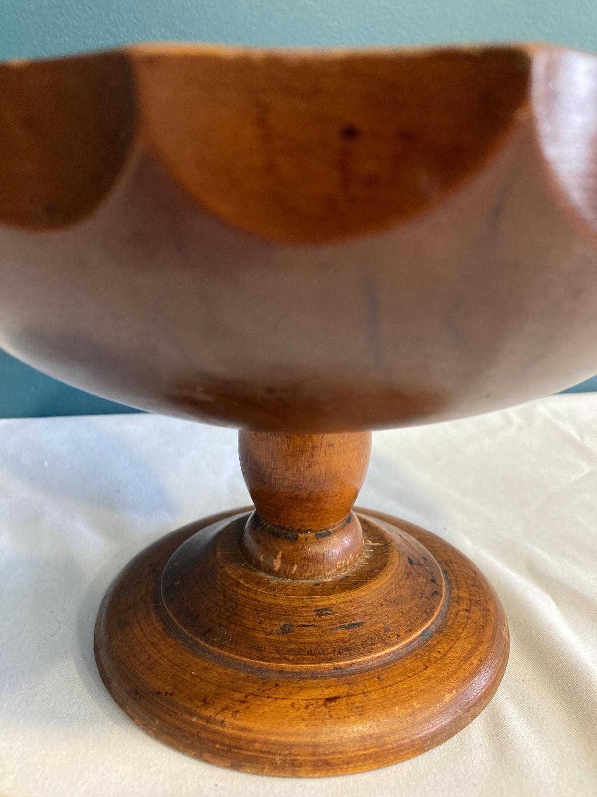 Midcentury Modern Solid Cherry Pedestal Bowl by Woodcraftery
