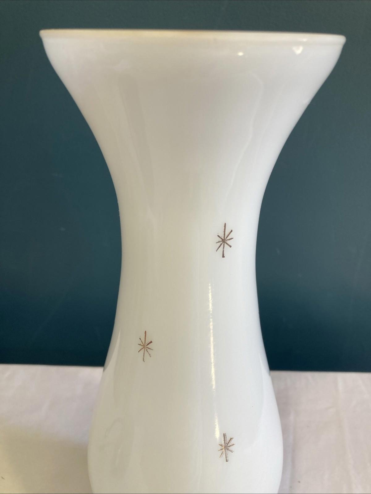 Vintage Milk Glass Oil Lamp Shade with Gold Starbursts – 10”