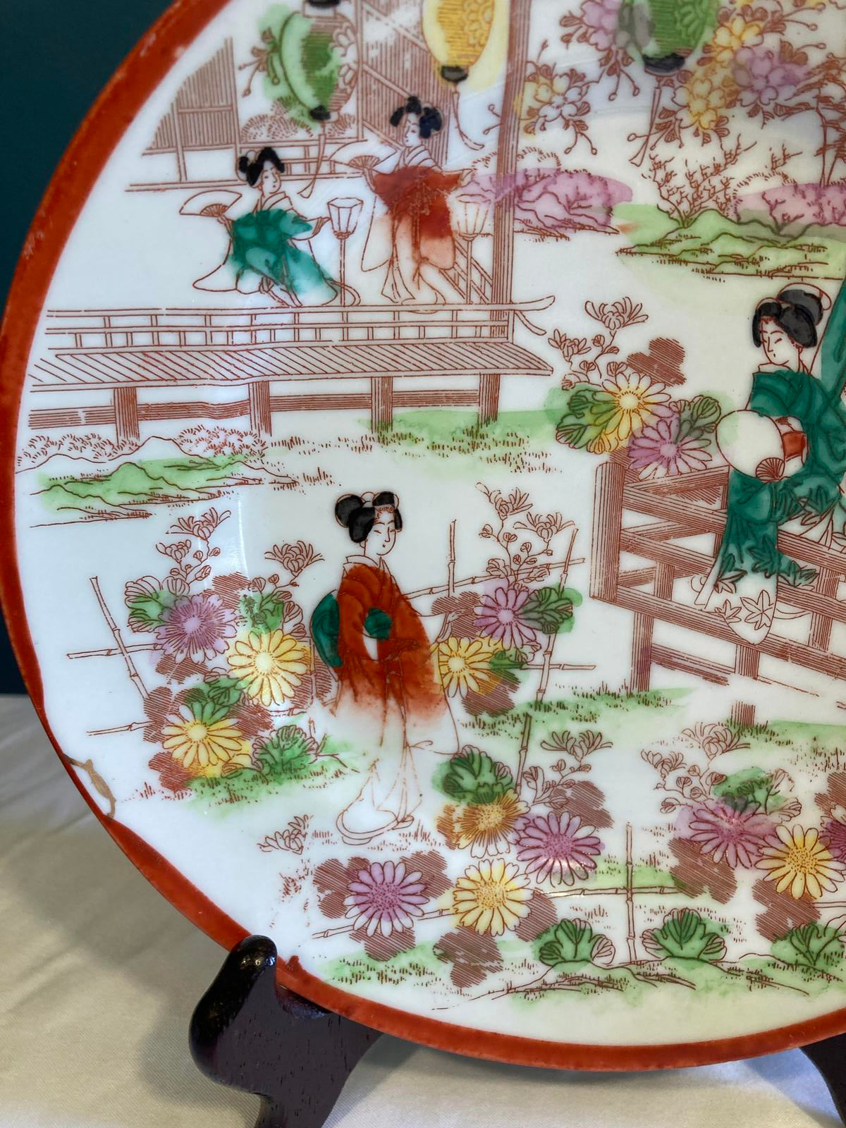 Hand-Painted Japanese Geisha Scene Plate – Vintage Finds