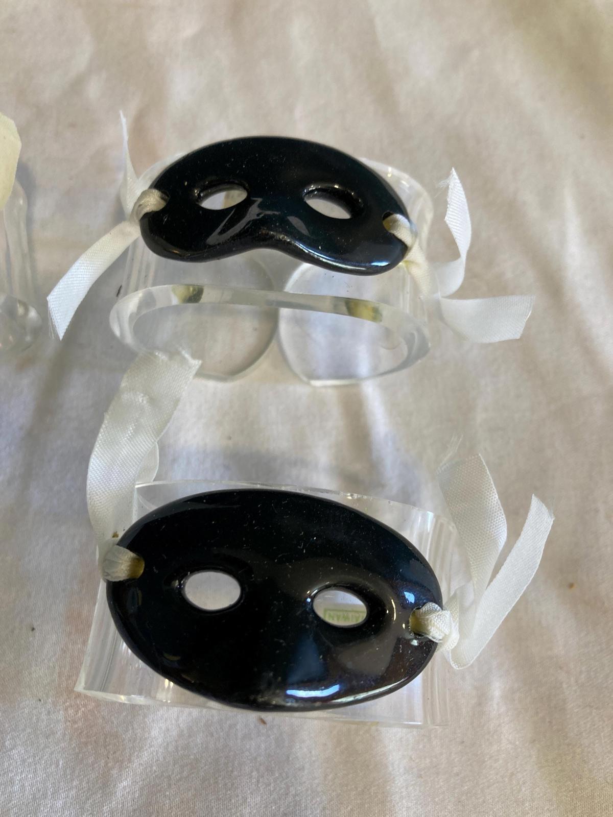 Vintage Shafford Masquerade Mask Napkin Rings (Set of 7) | Ceramic & Ribbon Detail | Vintage Finds
