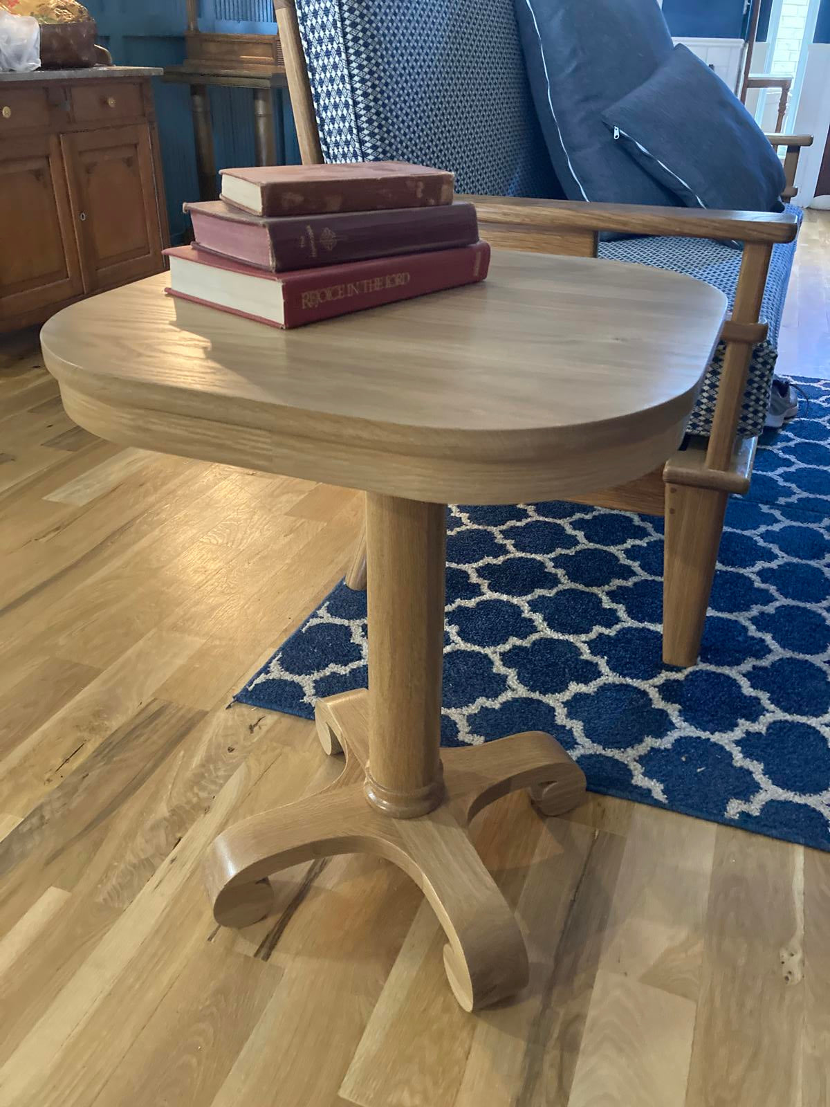 Custom Handmade Oak Pedestal Side Table
