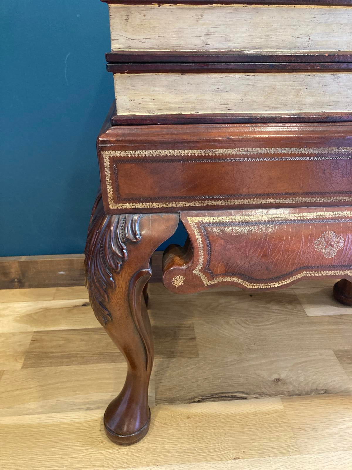 Maitland-Smith Faux Book Chest Side Table With Cabriole Legs