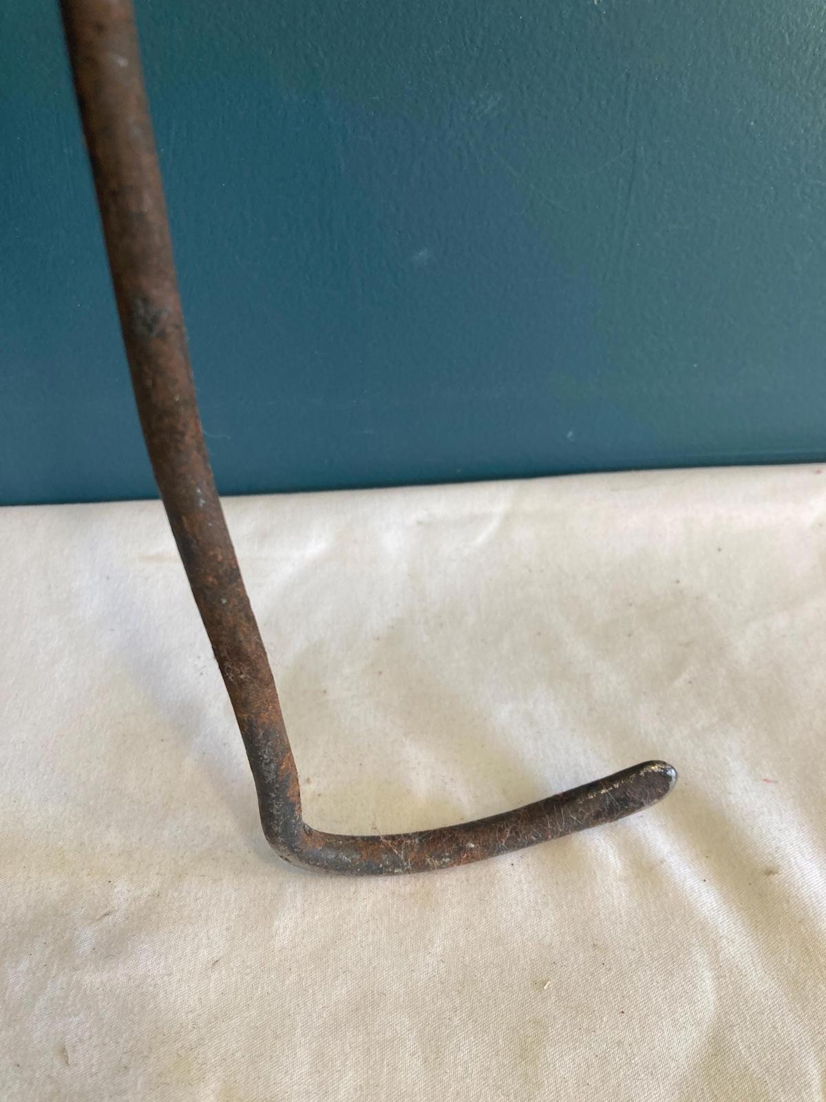 Antique Cast Iron Fireplace Poker Figural Man With Pot on Head