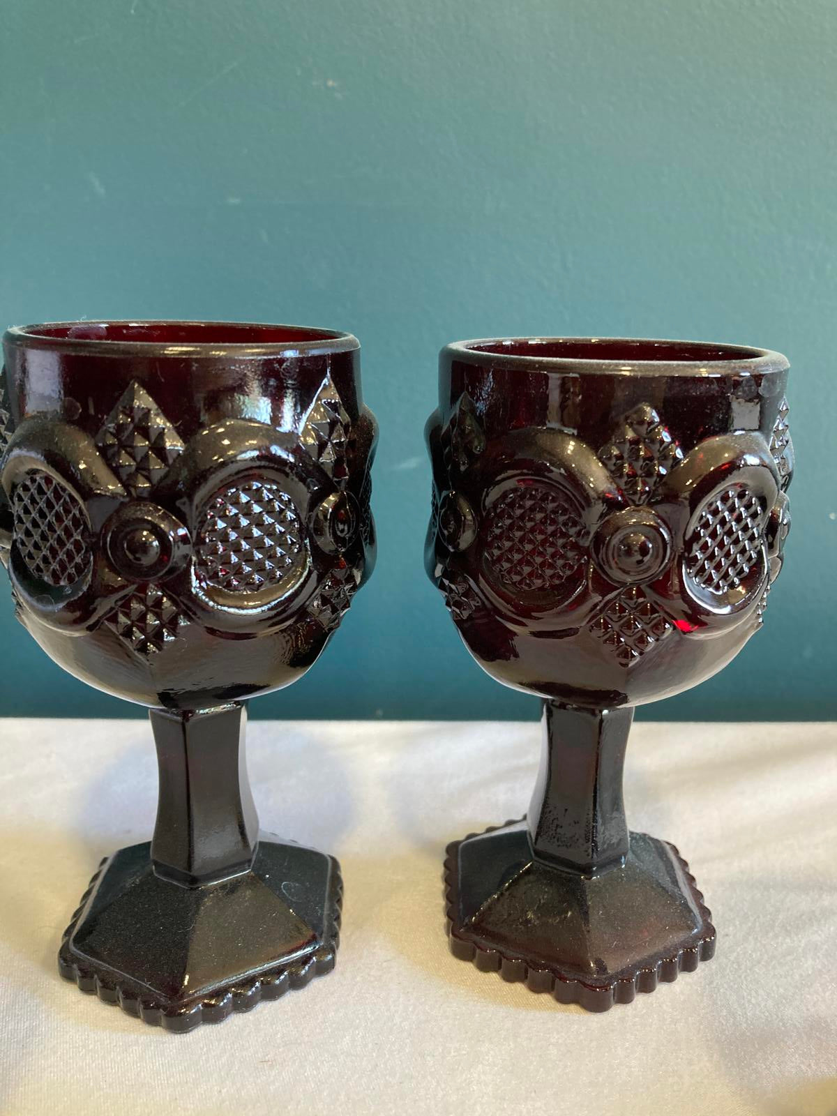 Vintage Ruby Red Goblets for Avon, Set of 4