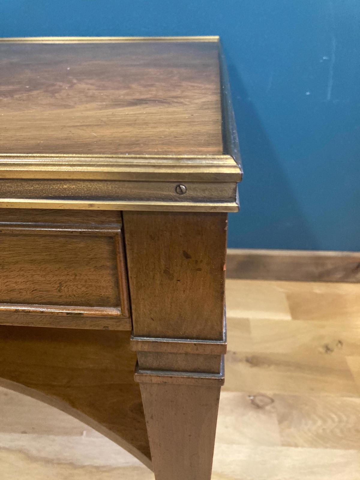 Vintage 1950s Baker Furniture Neoclassical Side Table W/Star Shelf & Brass Pulls